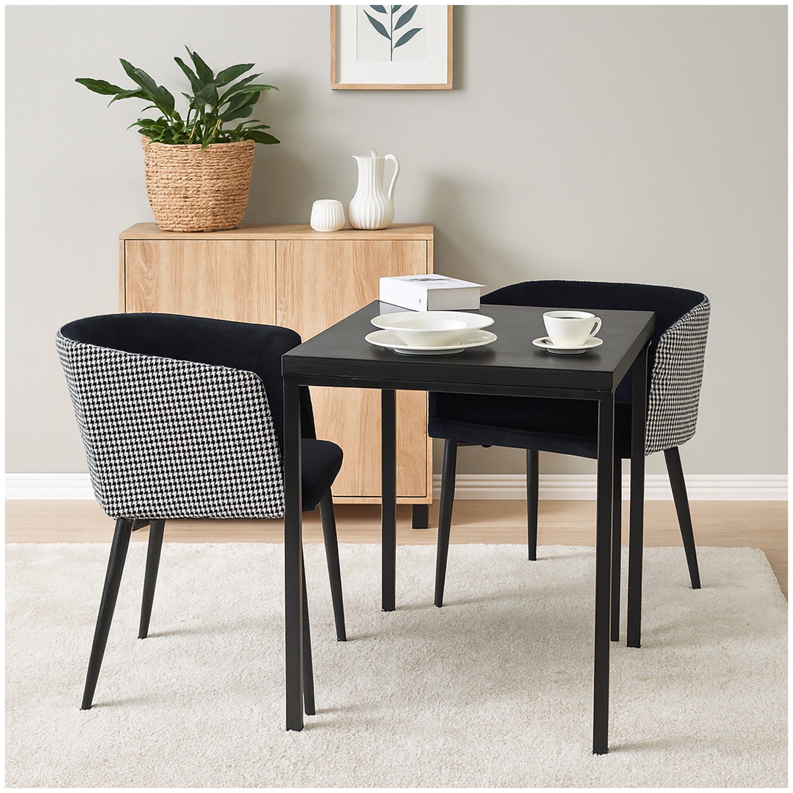 HTI-Living Esszimmerstuhl Stuhl Destin Hahnentritt Schwarz-Weiß günstig online kaufen