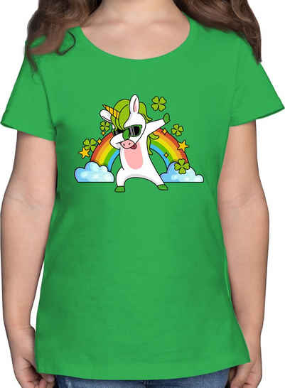 Shirtracer T-Shirt Dabbendes Einhorn Kleeblatt Regenbogen - Anlässe Kinder - Mädchen Kinder T-Shirt regenbogen t-shirt kinder - dabbing shirt