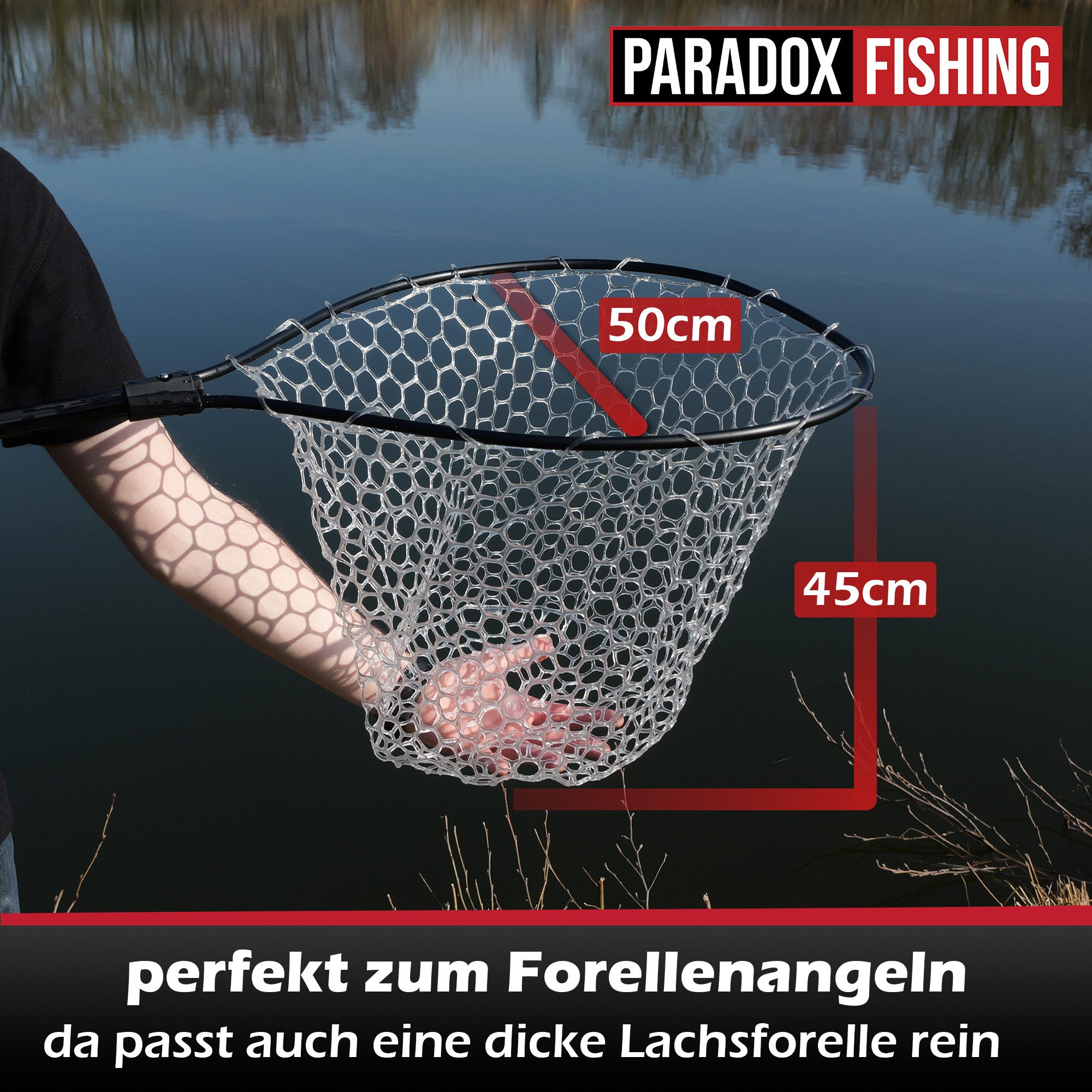 Paradox Fishing Angelkescher 1,9m Forellenkescher, Forellenkescher, teleskopisch, EVA-Griffe