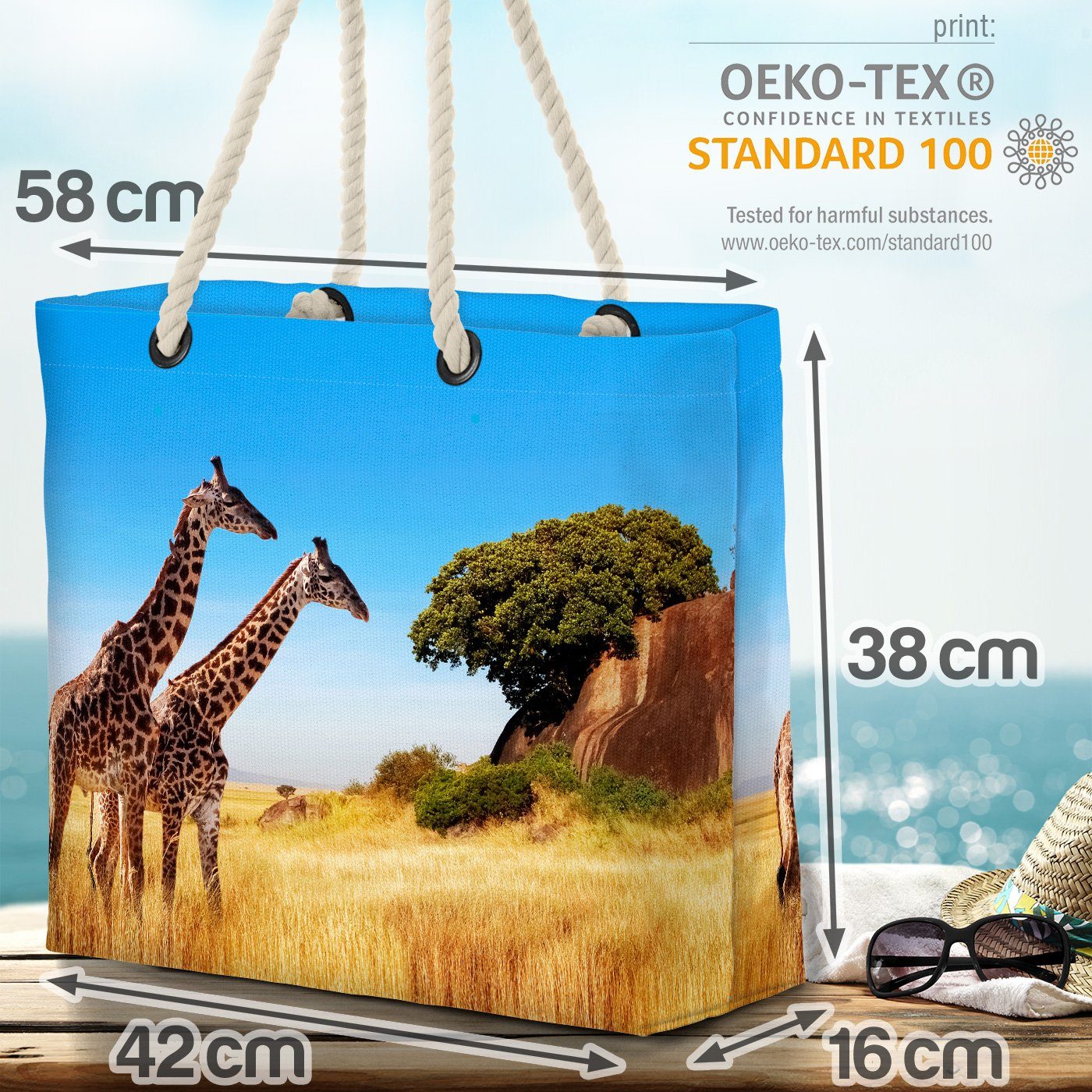 VOID Strandtasche (1-tlg), Giraffe Afrika Fell Dschungel Safari Giraffe Afrika Bag Wüste Zoo Beach Palme