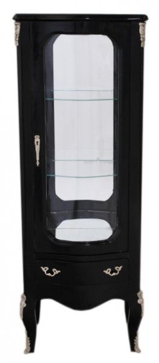 Casa Padrino Vitrine Barock Vitrine Schwarz 130 cm - Vitrinenschrank - Wohnzimmerschrank