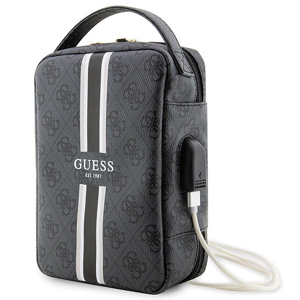 Guess Handtasche Organizertasche Kabeltasche Zubehörtasche (Spar-Set, 1-tlg., 24 x 16 x 7 cm elegant), 4G Logo-Print, Saffiano-Optik, USB-Anschluss