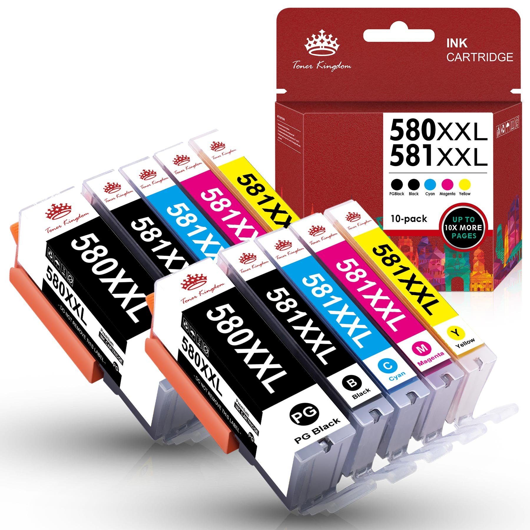 TS705 TS6150 TR7550 XXL TS6251) Kompatible (Pixma für 580XL TS6151 Toner TR8500 TS6250 TS6100, TR7500 TS6241 Kingdom 2xGroßSchwarz,2xSchwarz,2xCyan,2xMagenta,2xGelb Patronen Canon TS6200 PGI Tintenpatrone TS6240 581 CLI TR8550