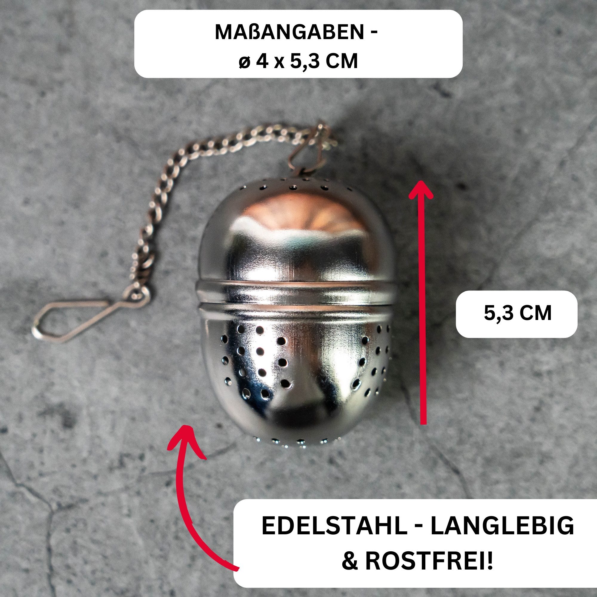 WESTMARK Teesieb Ei, Oval, Teatime, Rostfreier Edelstahl, ø 4 cm, 153622E1, Edelstahl