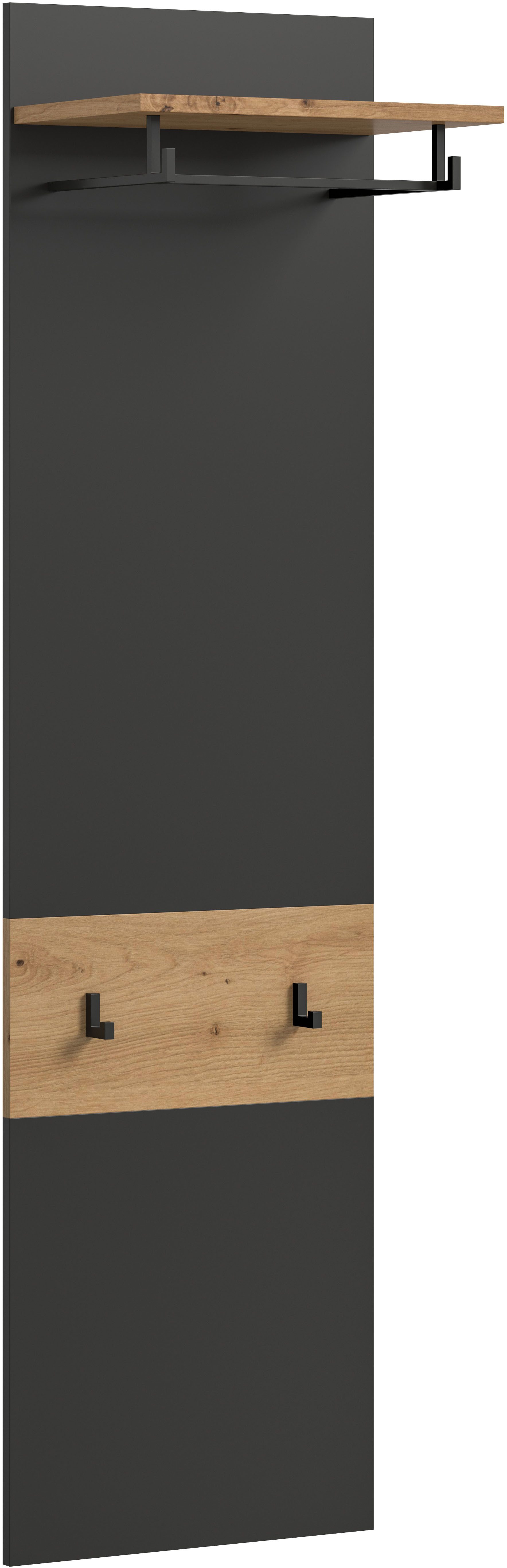 Home affaire Garderobenpaneel REHAT, TOPSELLER!, Höhe 165 cm, Hutablage, 2 Haken, Garderobenstange (1 St., in verschiedenen Farben erhältlich), Paneel, Wandboard, Garderobe, Garderobenleiste, Garderobenboard