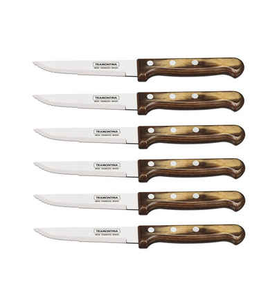 Tramontina Steakmesser »Gaucho« (6 Stück), Echtholzgriff, rostfreier Edelstahl, spülmaschinenfest