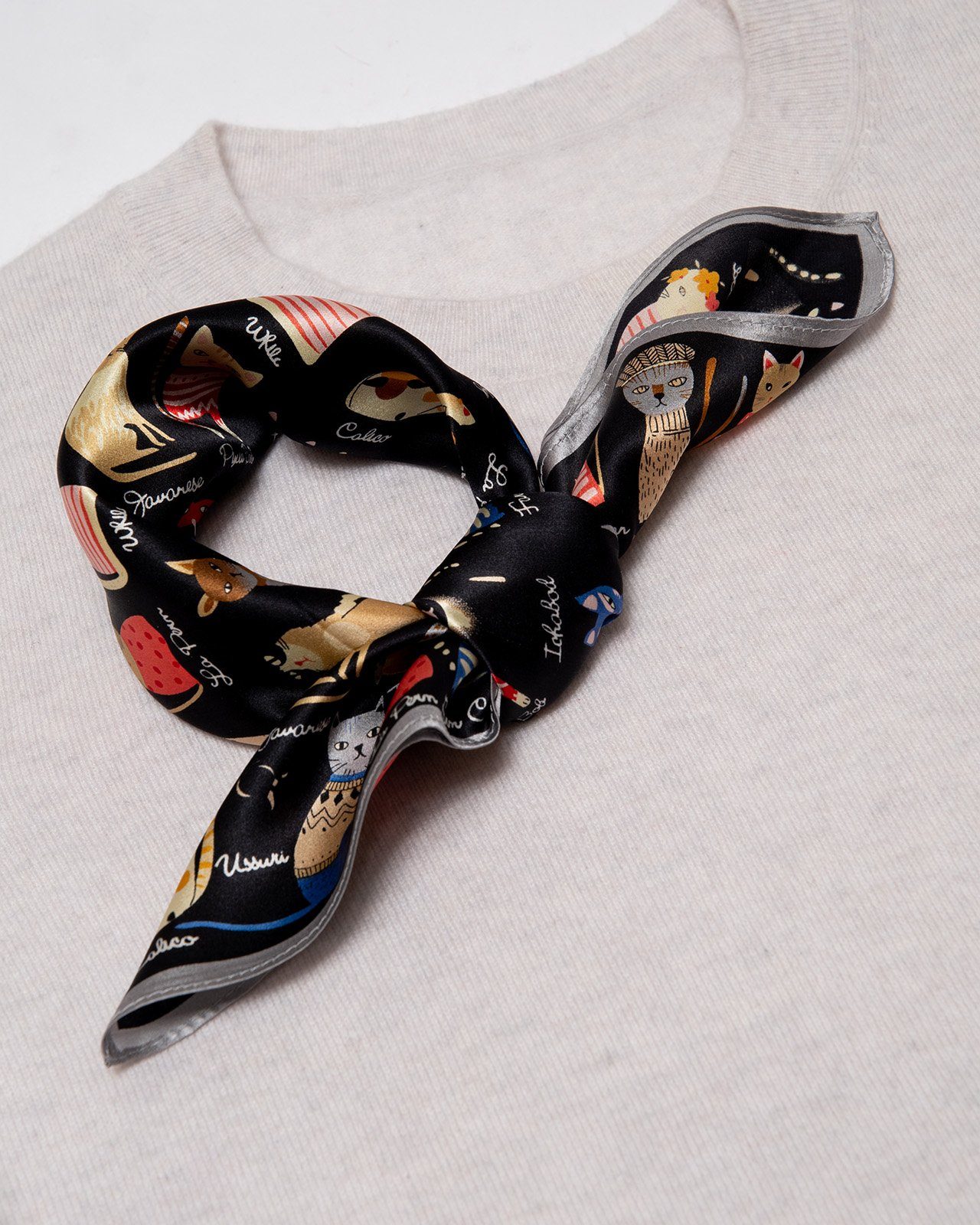 MayTree Seidentuch quadratisch Katzen 53x53 schwarz, Nickituch, Bandana-Sch günstig online kaufen