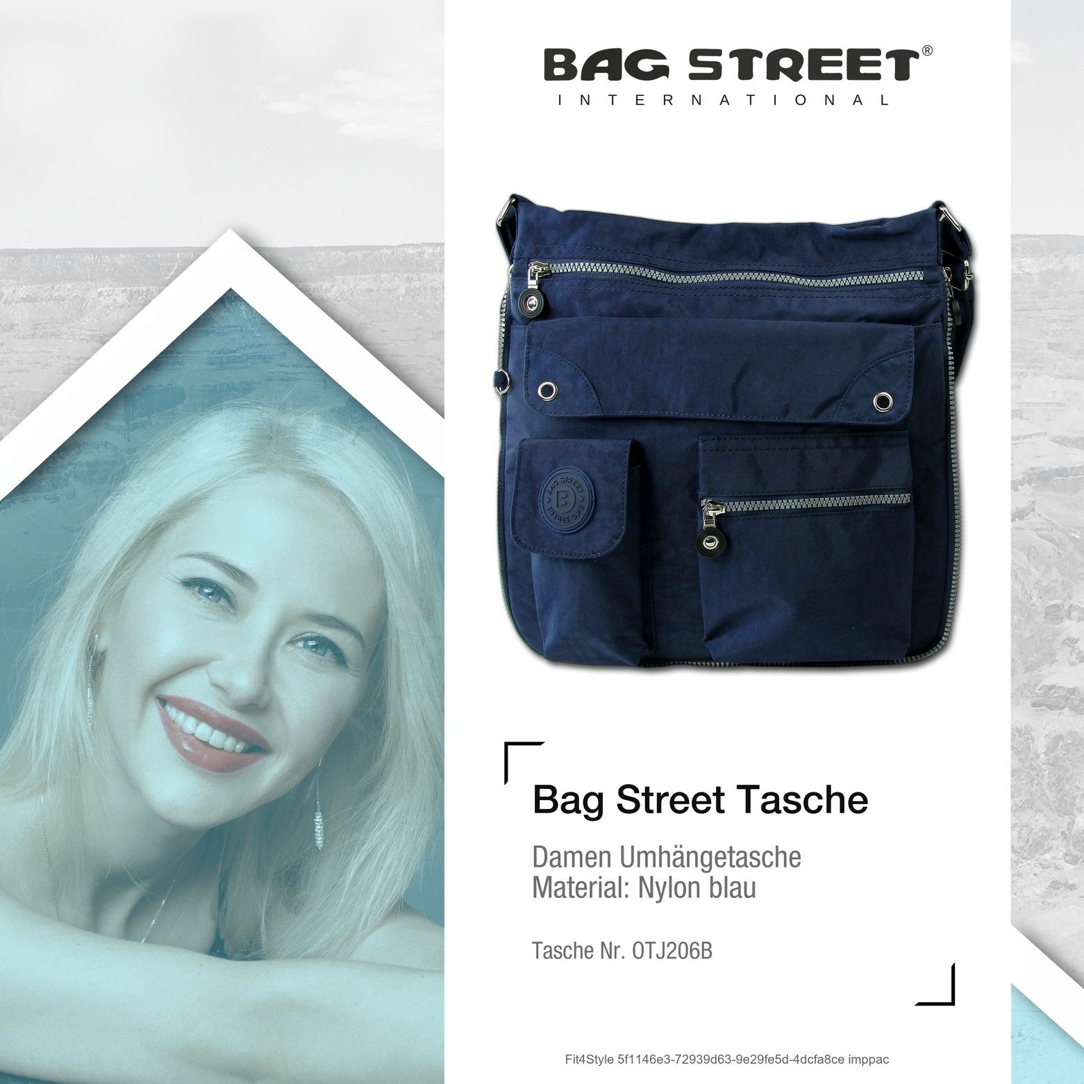 BAG STREET Umhängetasche Bag Street Nylon navy Cross-Body (Umhängetasche), Damen, Jugend Umhängetasche Nylon, blau ca. 31cm x ca. 33cm