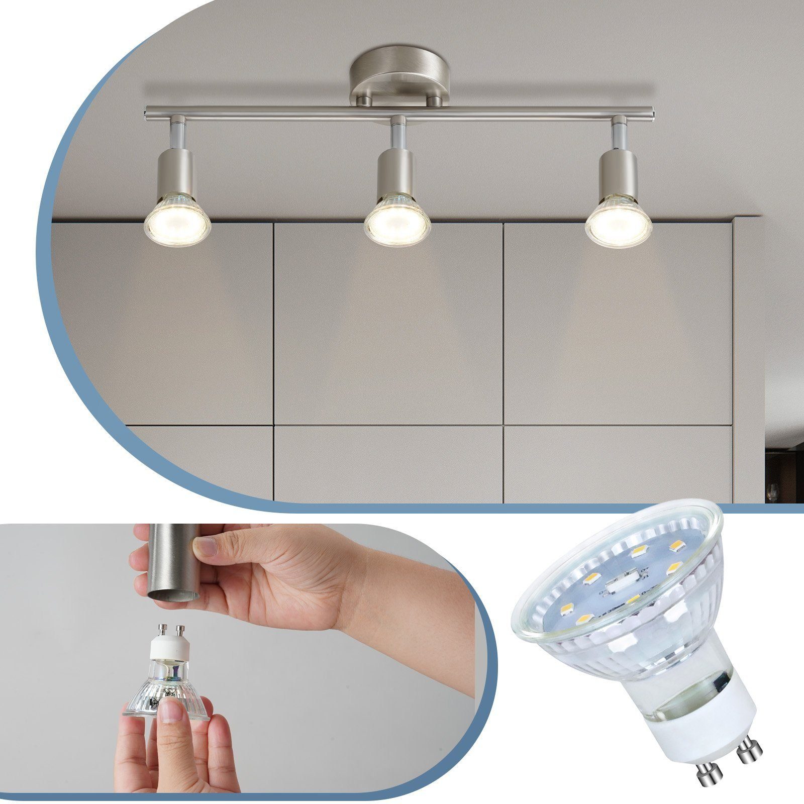 ZMH Deckenleuchte 3 Flammig-Deckenspot Deckenlampe Modern GU10 für Schlafzi günstig online kaufen