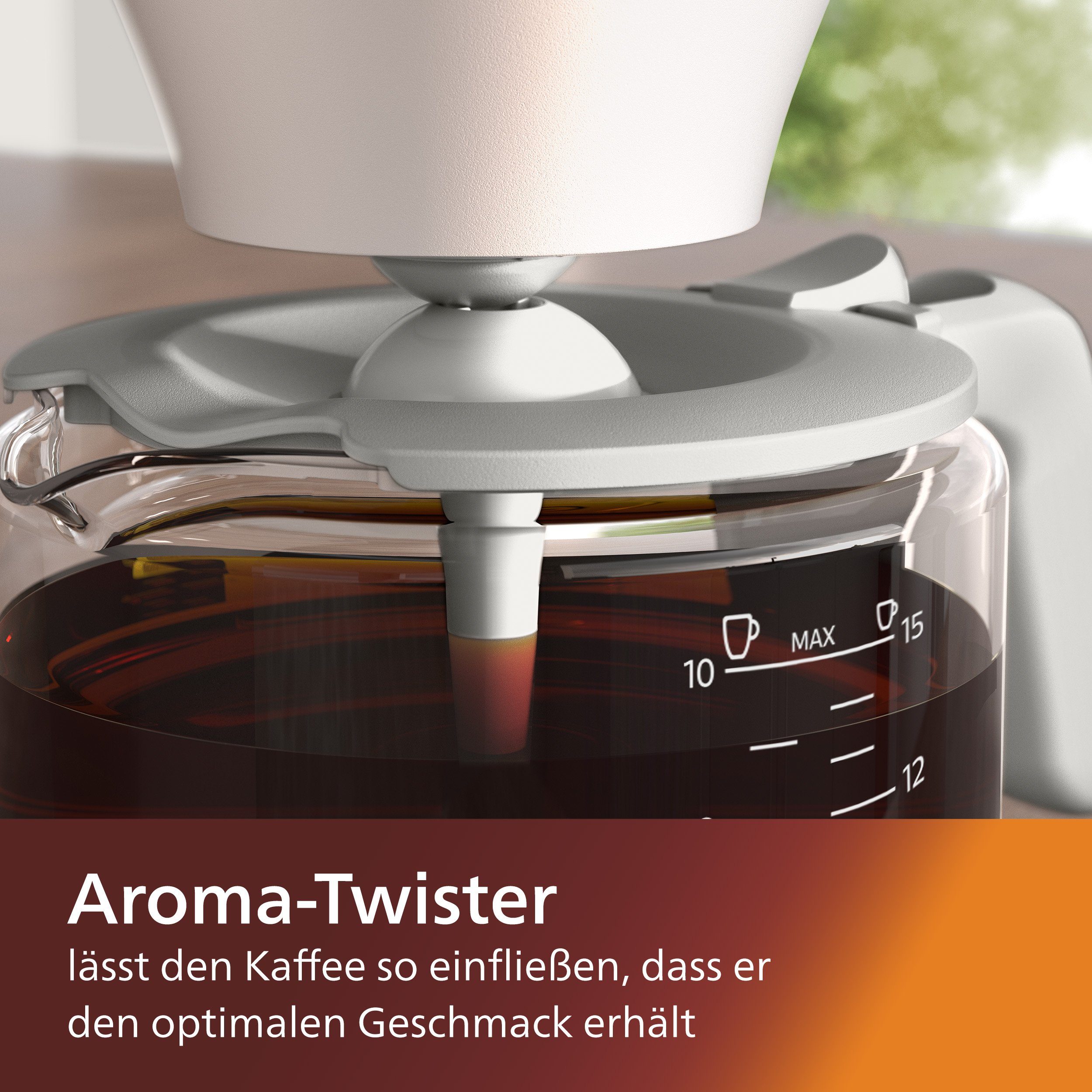 Papierfilter Philips 1x4, Schwenkfilterhalter Café Kaffeekanne, Filterkaffeemaschine weiß, 1,25l Gourmet HD5416/00 und Aroma-Twister mit Direkt-Brühprinzip,