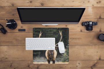 MuchoWow Gaming Mauspad Hirsch - Baum - Geweih (1-St), Mousepad mit Rutschfester Unterseite, Gaming, 40x40 cm, XXL, Großes