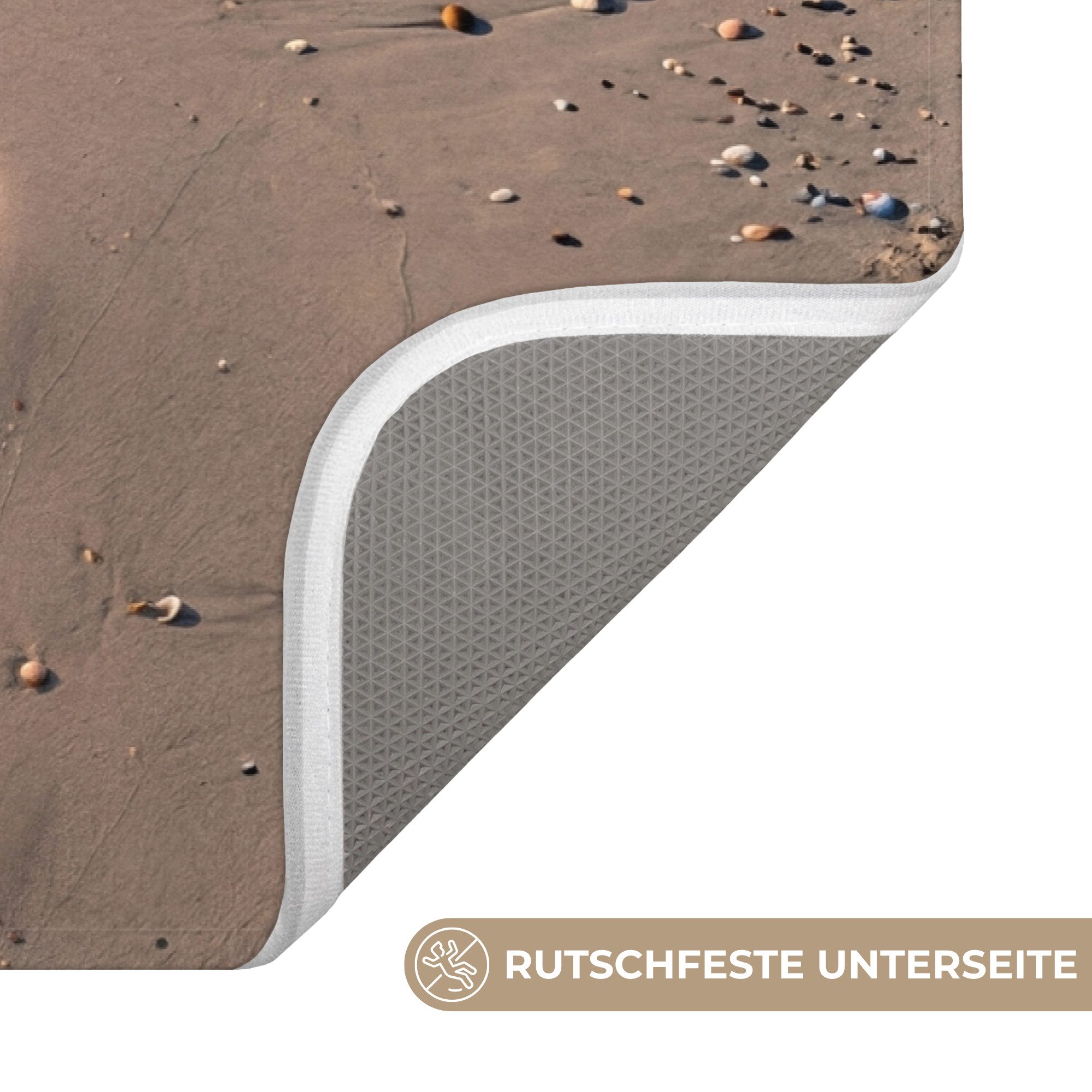 OnlyWow WC-Vorleger Fußstapfen - Gezeitenlinie - Meer, Höhe 10 mm, Polyester, Rechteckig, WC Teppich, Toilettenvorleger, Toilettenteppich, Badematte 60x40 cm – Bild 3 von 5