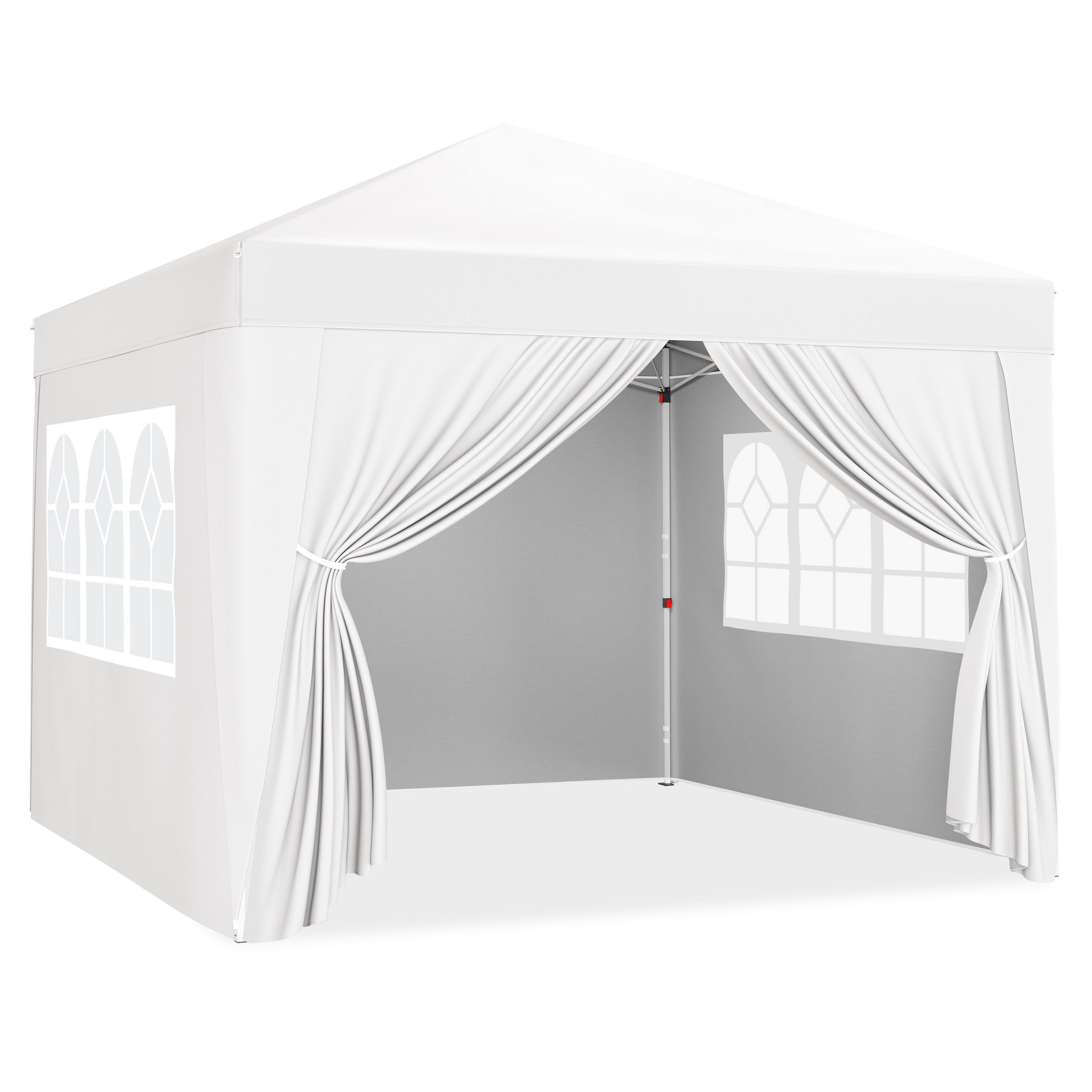 Yaheetech Faltpavillon 3 × 3 m Faltzelt mit 4 Seitenwänden und 2 Intergriterten Fenstern, mit 4 Seitenteilen, Gartenpavillon mit Tragtasche auf Rollen Campingzelt UV Schutz 50+