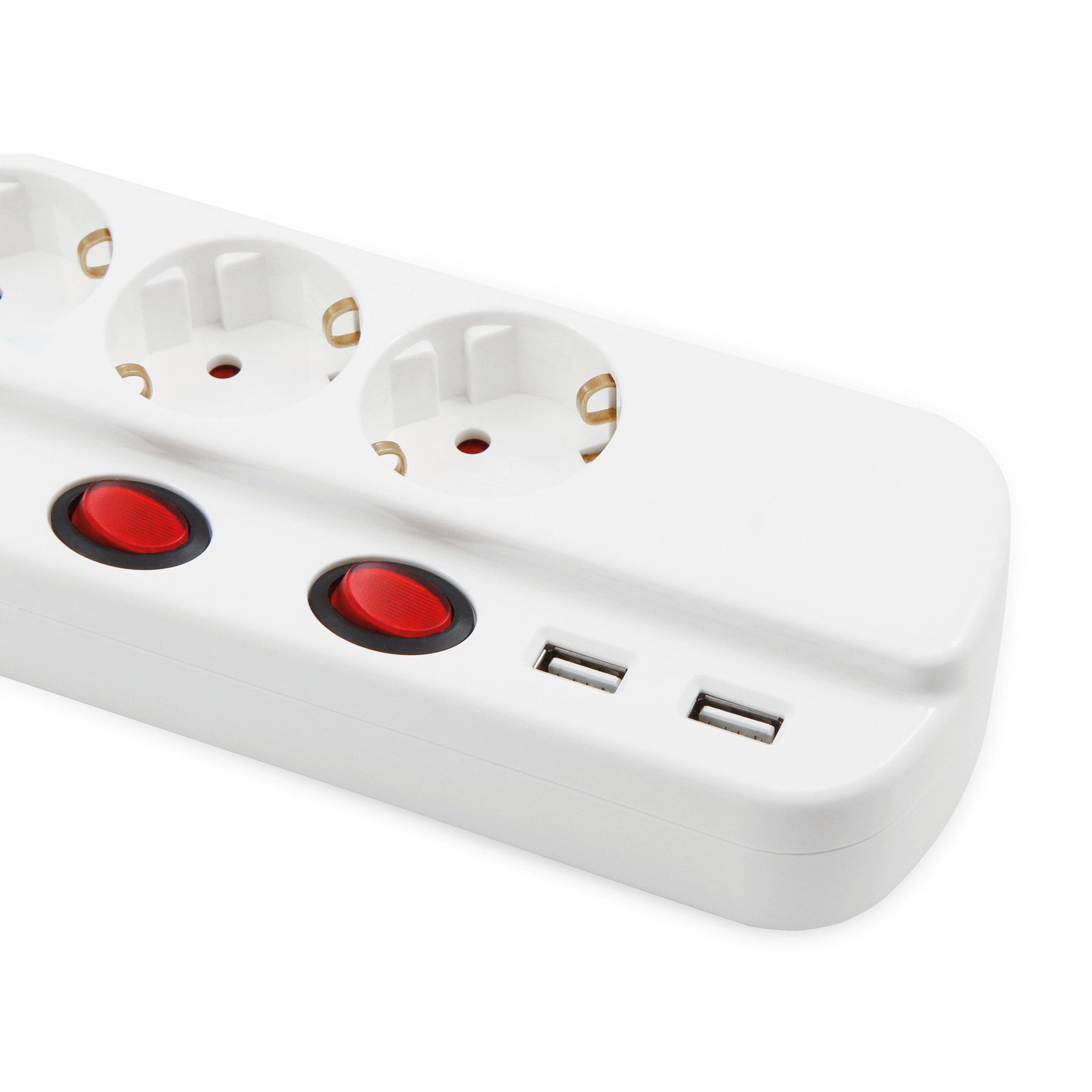 McPower MCPOWER Steckdosenleiste, 5-fach, 2xUSB, Einzelschaltung, 1,5 m Steckdosenleiste