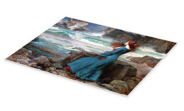 Posterlounge Poster John William Waterhouse, Miranda, das Unwetter, Badezimmer Maritim Malerei