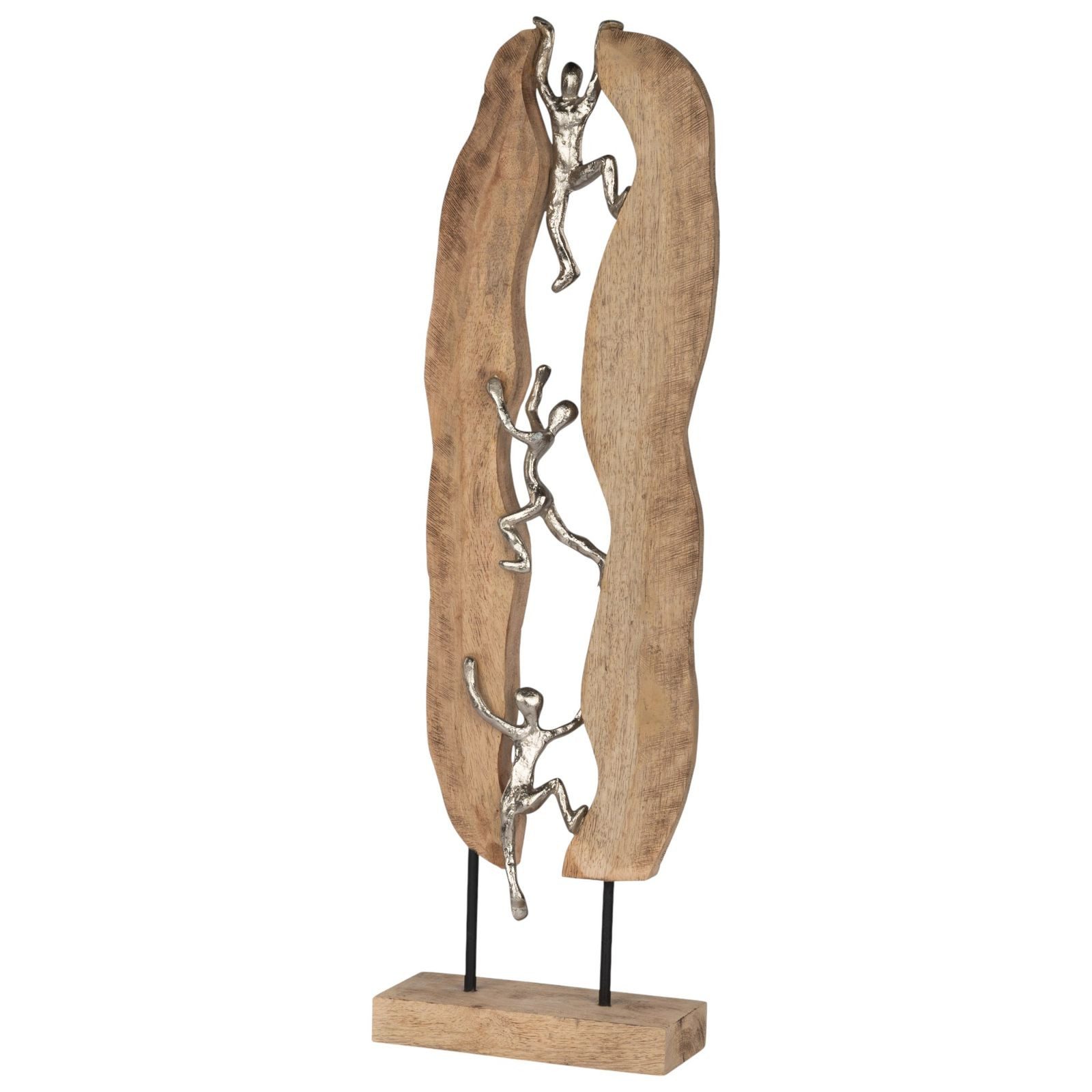 formano Skulptur Deko Objekt Oval Holz Metall Skulptur Mangoholz Aluminium 69 cm