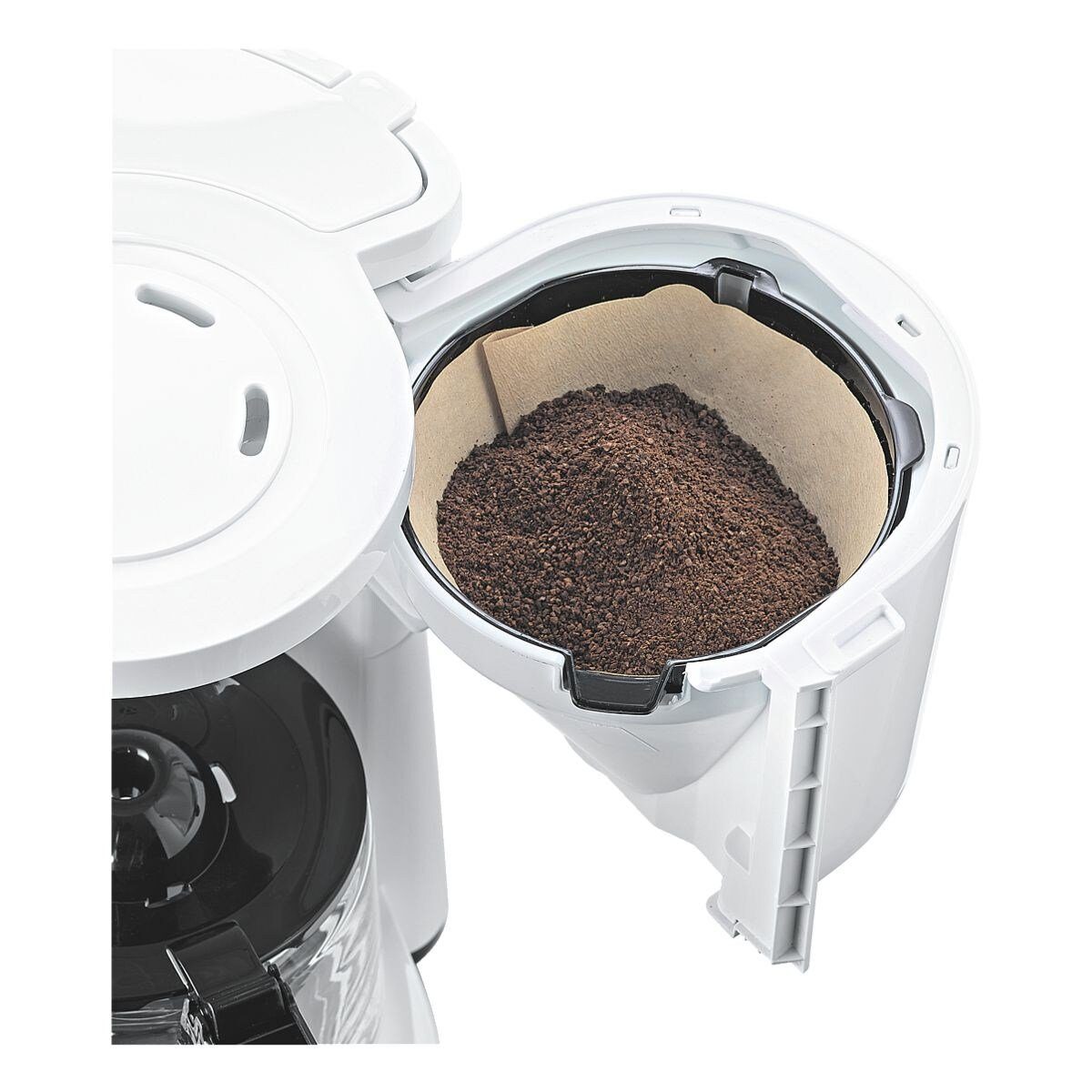 1.25l 10 weiß Filterkaffeemaschine 1000 mit Kaffeekanne, bis KA Glaskanne, 4816, Kaffeemaschine Tassen, Watt Severin