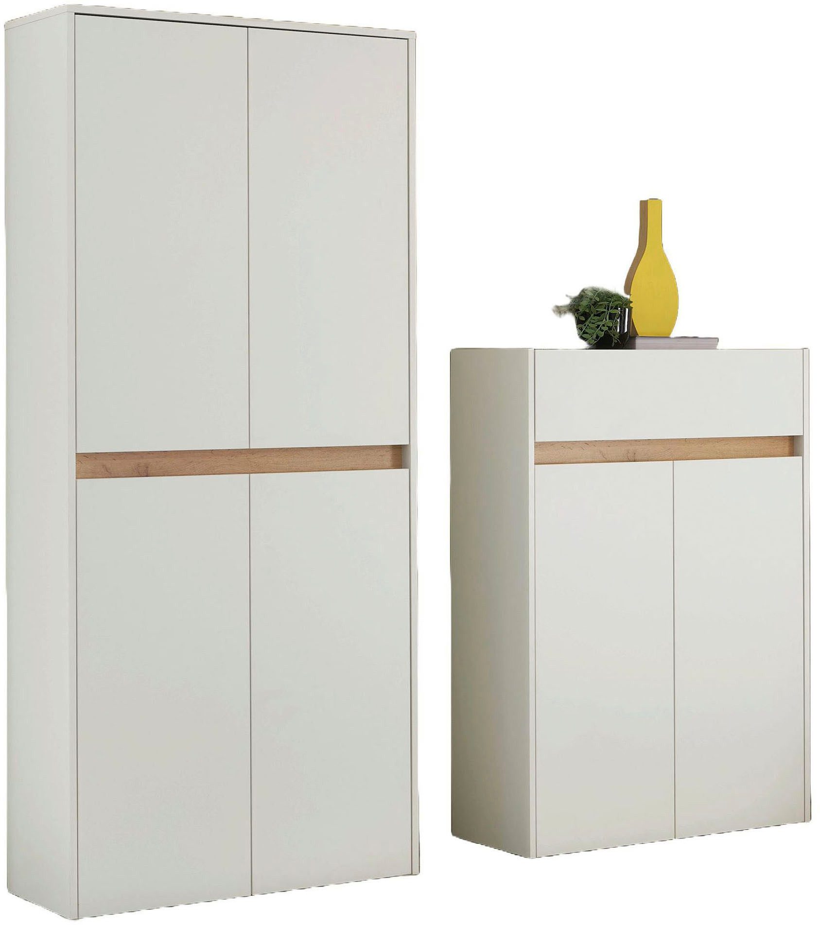 Home affaire Garderoben-Set City/Giron, moderne Garderobe, viel Stauraum, ca. 48 Schuhe, (Set, 2-St), enthält zwei Schuhschränke, ausreichend Stauraum