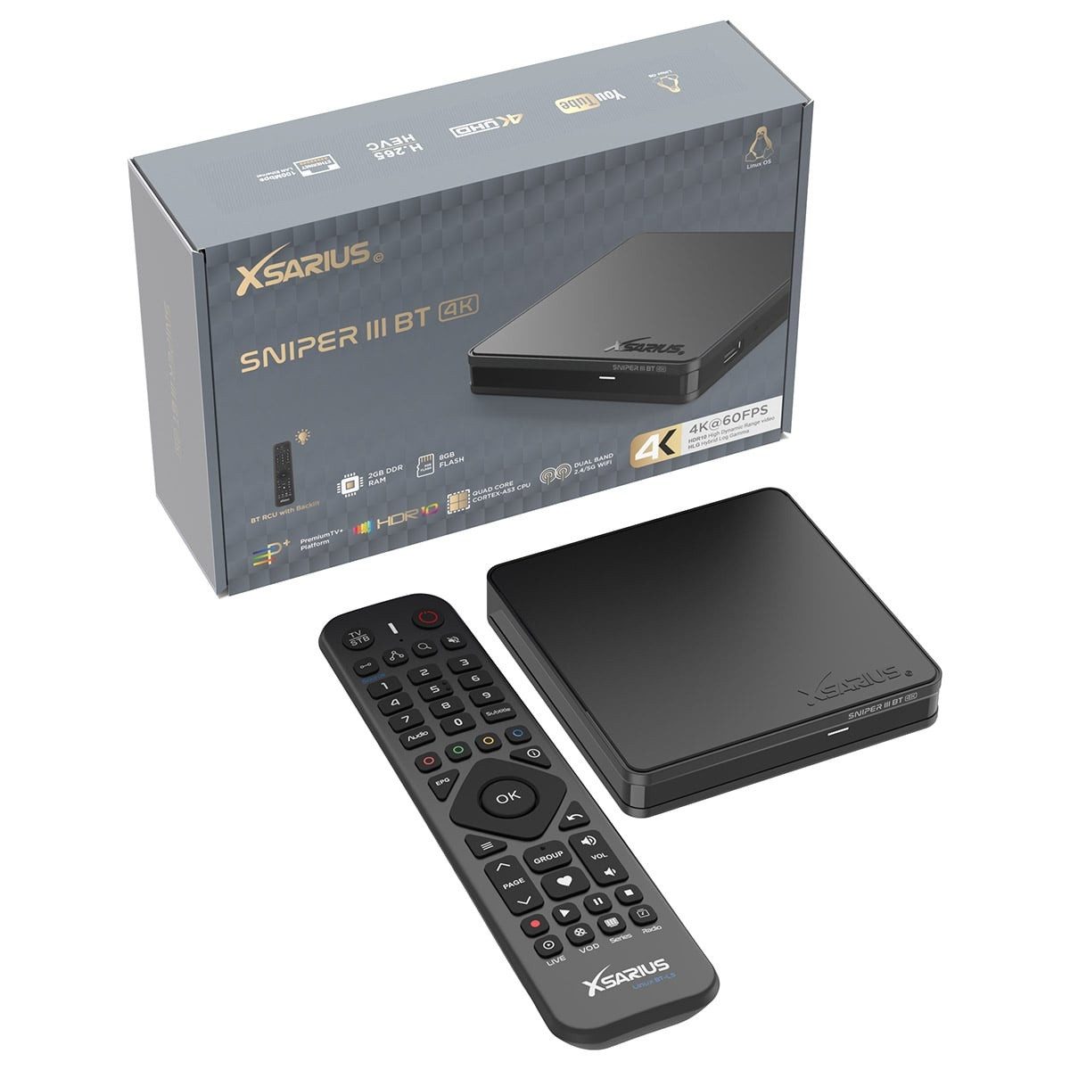 Xsarius Streaming-Box Sniper 3 BT 4K UHD Dual-WiFi LAN Bluetooth Linux IP-