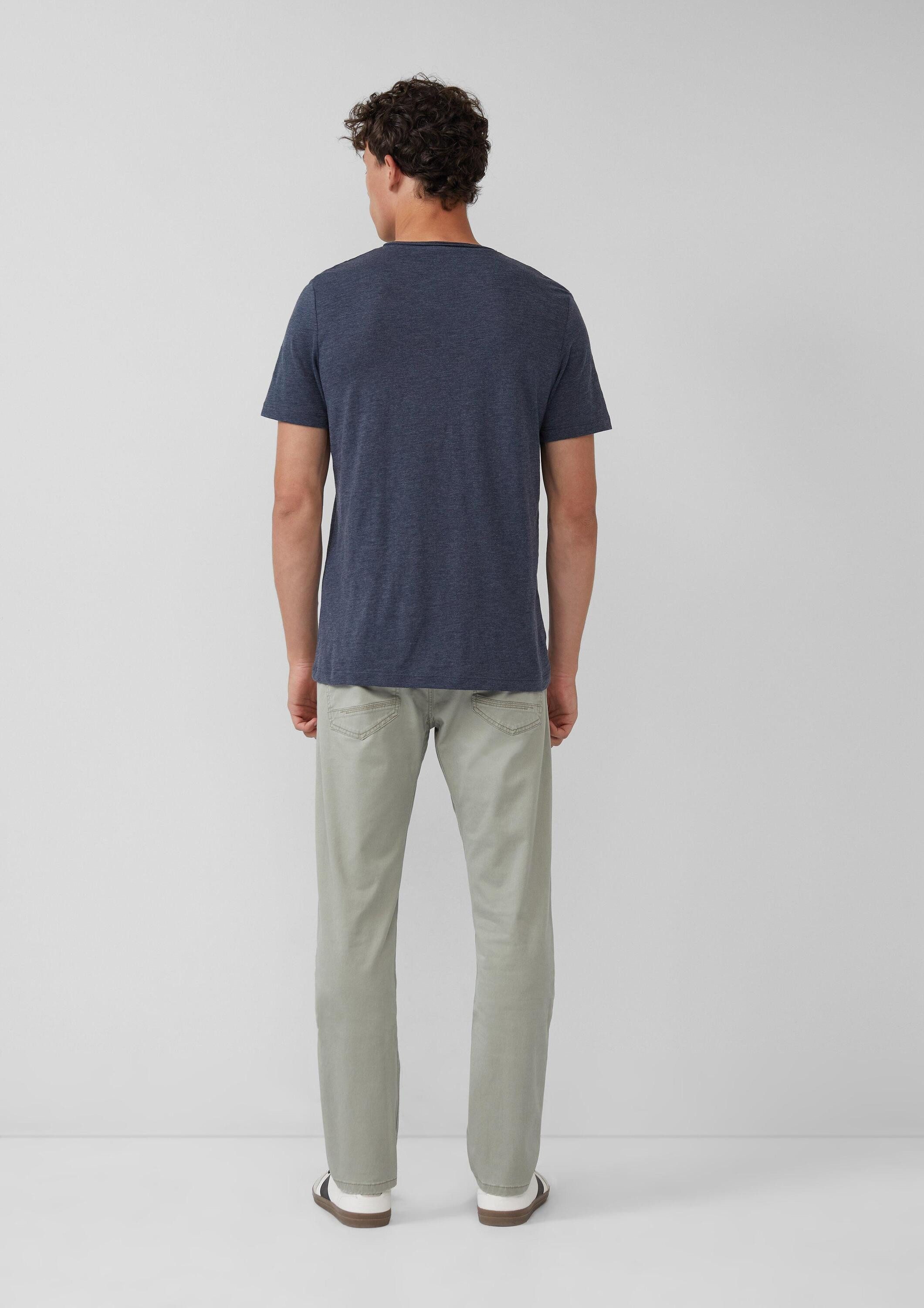 s.Oliver Kurzarmshirt T-Shirt Meliertes T-Shirt mit Rollkante und Frontprint