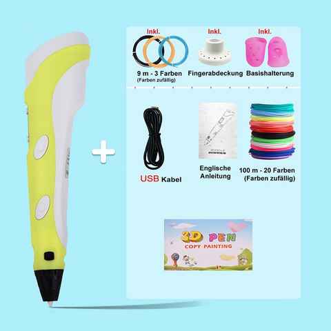 TPFNet 3D-Drucker-Stift DIY-Geschenk für Kinder 3D Stift für Kinder & Erwachsene mit USB Kabel, PLA Filamentstift mit LCD-Bildschirm - 3D Drucker Stift Farbe: Gelb