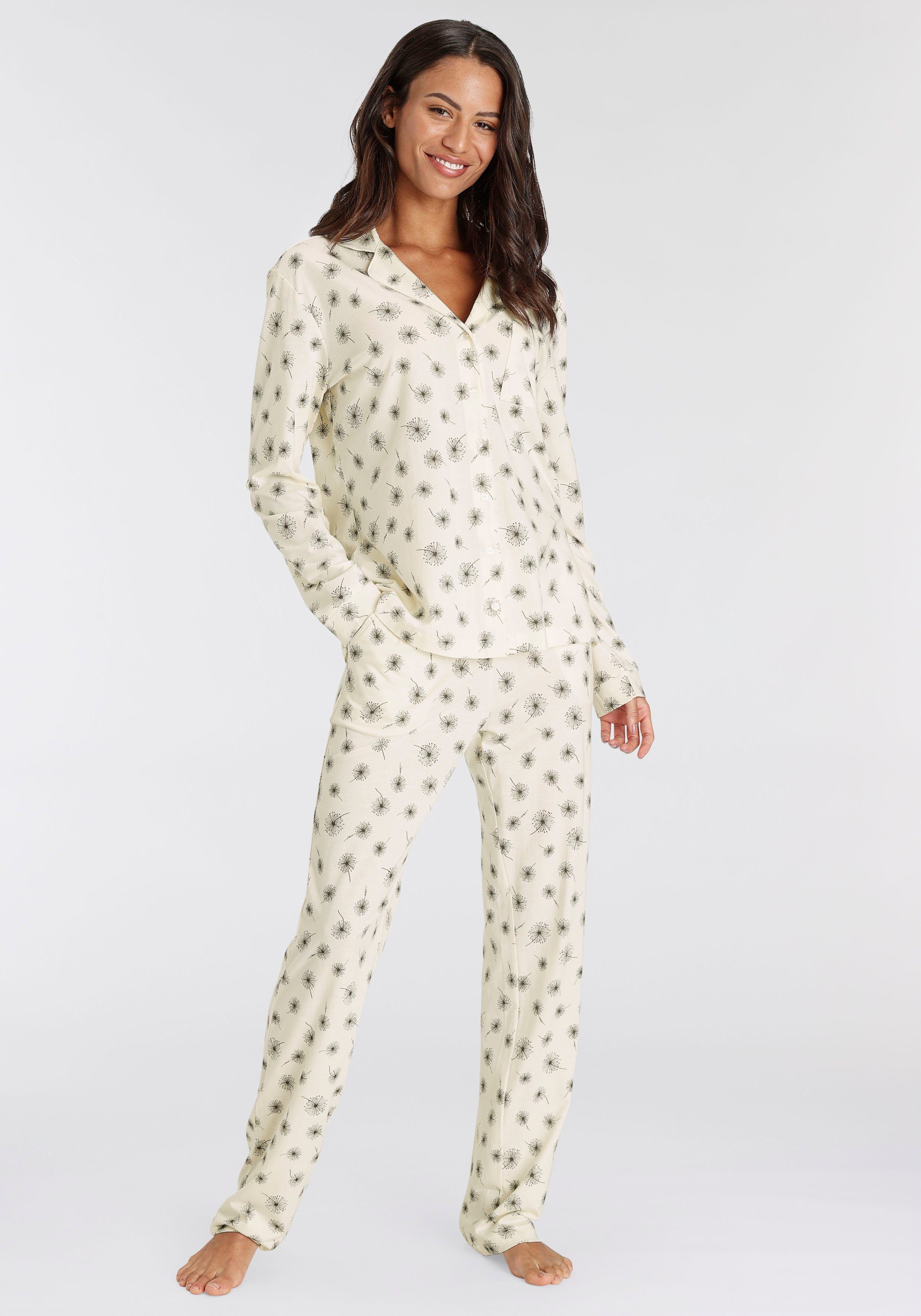 s.Oliver Pyjama (2 tlg) mit schönem Muster ecru-gemustert | Pyjama-Sets