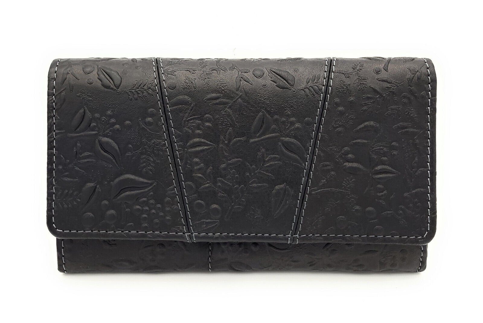 Hill Burry Geldbörse echt Leder Damen Portemonnaie mit RFID Schutz, elegante florale Prägung