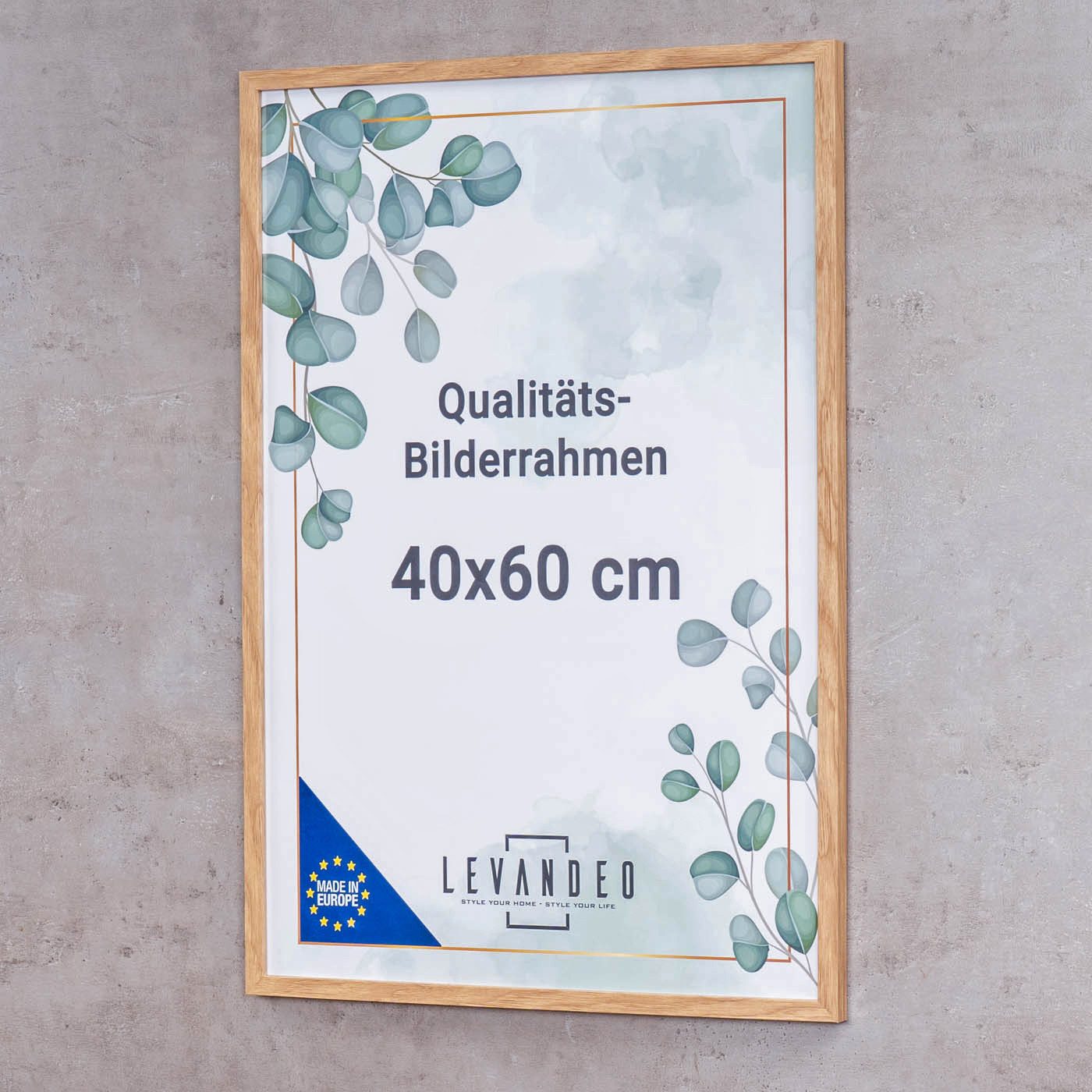 Levandeo® Bilderrahmen, Bilderrahmen Natur Eiche Optik 40x60 Made in EU Pos günstig online kaufen