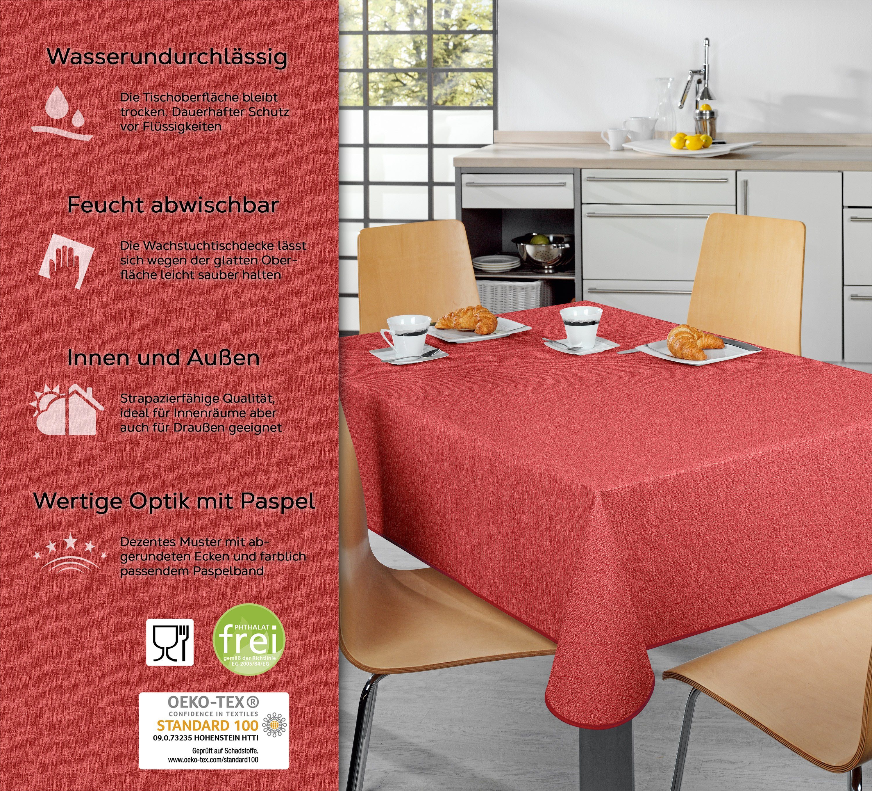 Beautex Tischdecke Wachstuch Tischdecke abwischbar rutschfest mit Paspelban günstig online kaufen