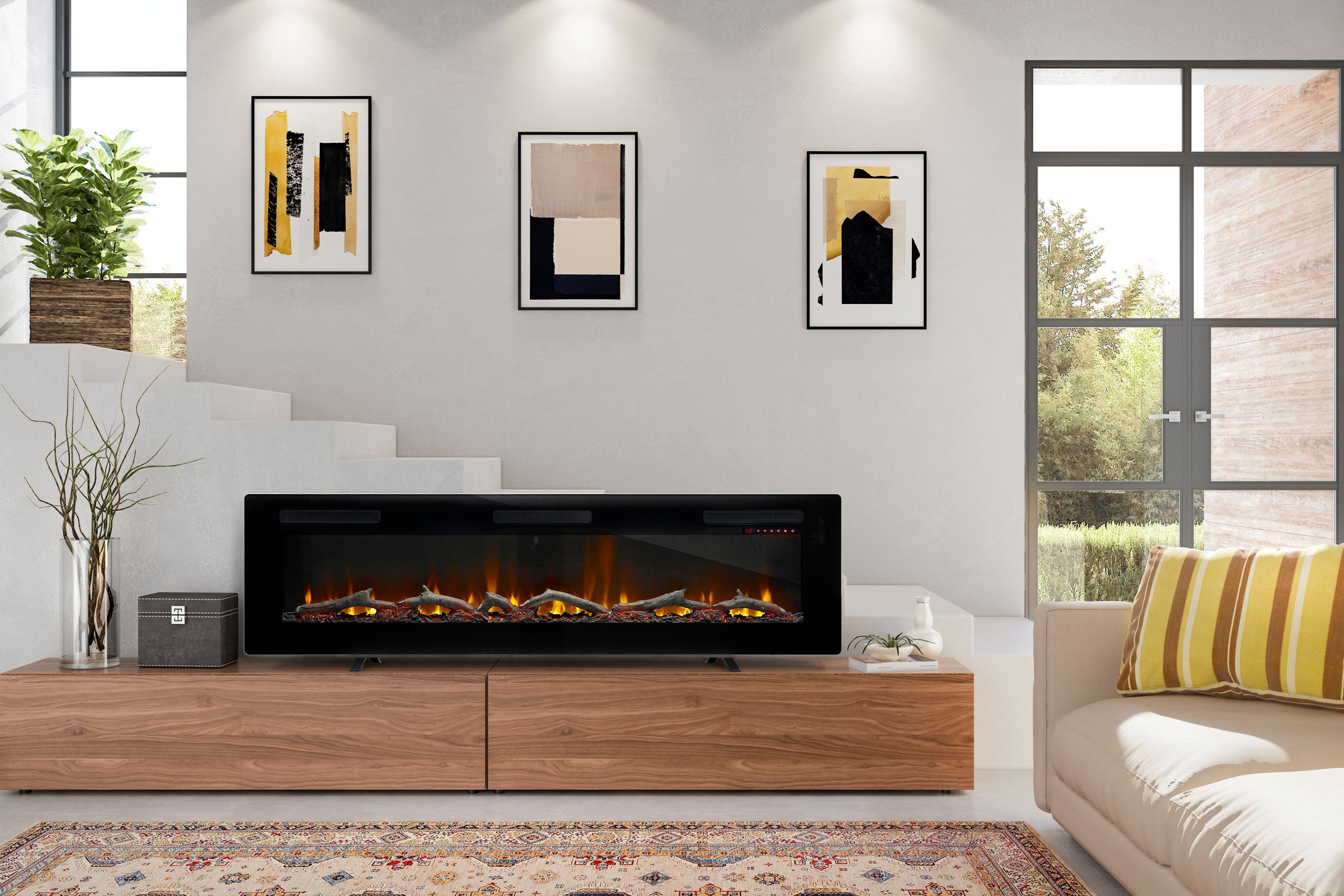 72", Fernbedienung, schwarz,mit App, Elektrokamin Sierra Optiflame® Heizung, Flammeneffekt Dimplex