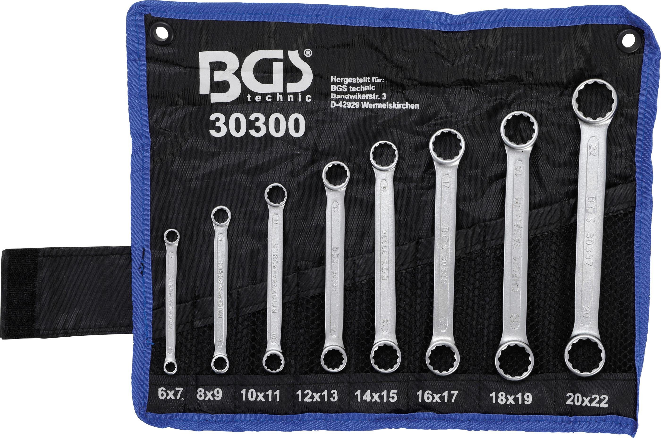 BGS technic Ringschlüssel Doppel-Ringschlüssel-Satz, extra flach, SW 6 - 22  mm,