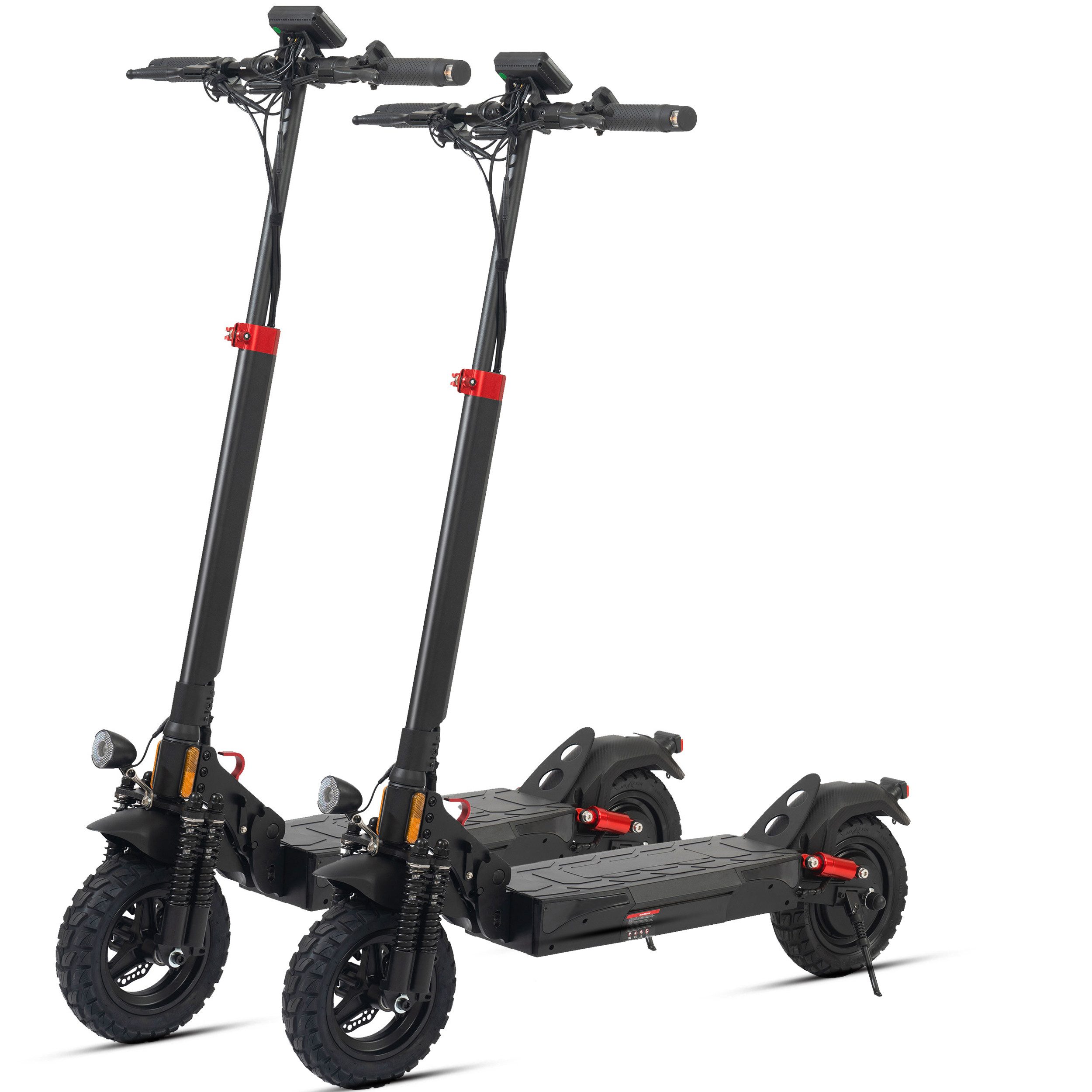 ZWHEEL E-Scooter 10'' E-roller, 2 Stück, mit Straßenzulassung, Bilnker, klappbar, 500,00 W, 20,00 km/h, (120kg Tragfähigkeit, 25% Steigung, 4 Stoßdämpfer), max. 60km Reichweite, 48V 600Wh Akku, höhenverstellbar, Vollfederung