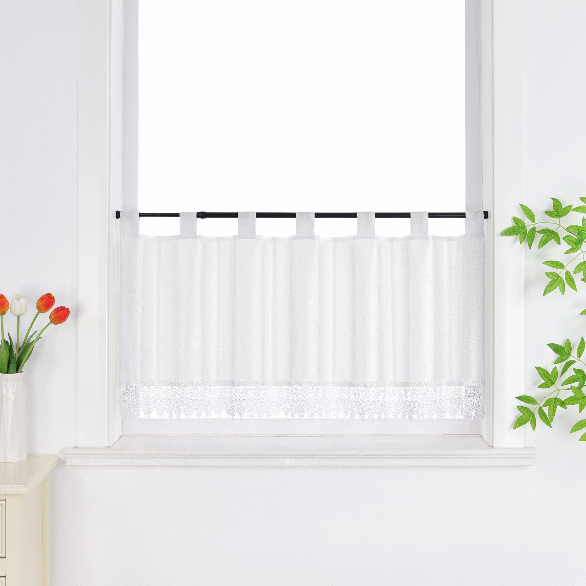 Joyswahl Scheibengardine, Schlaufen, halbtransparent, Kurzstores modern mit günstig online kaufen