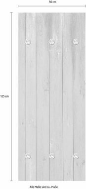 queence Garderobenleiste Holzbretter, mit 6 Haken, 50 x 120 cm