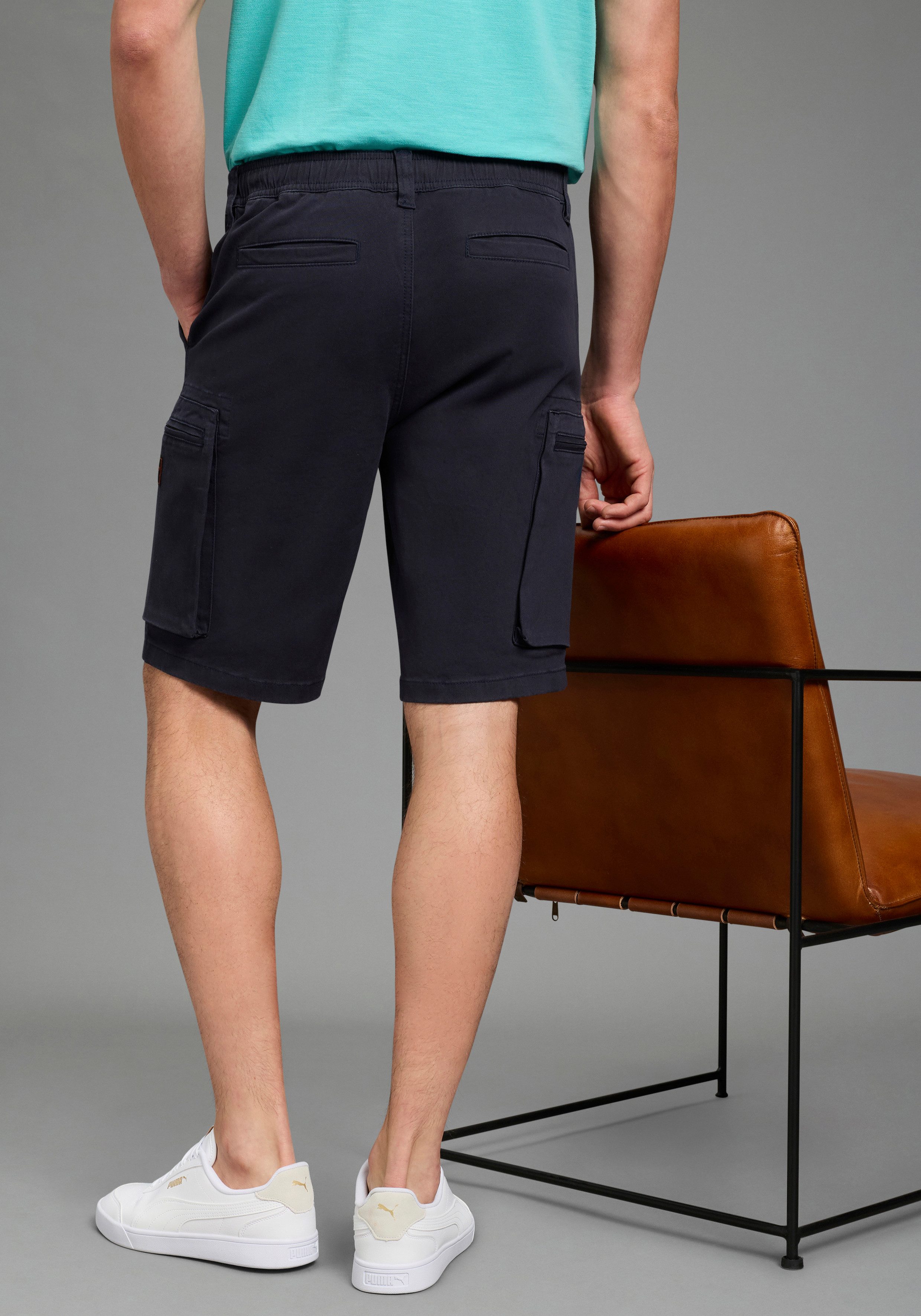 Bruno Banani Cargoshorts Dehnbund Cargohose mit geradem Bein, mit Bindeband am Bund