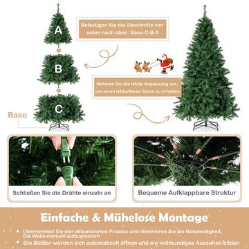 COSTWAY Künstlicher Weihnachtsbaum, mit 666 PVC Spitzen & 260 farbigen LEDs