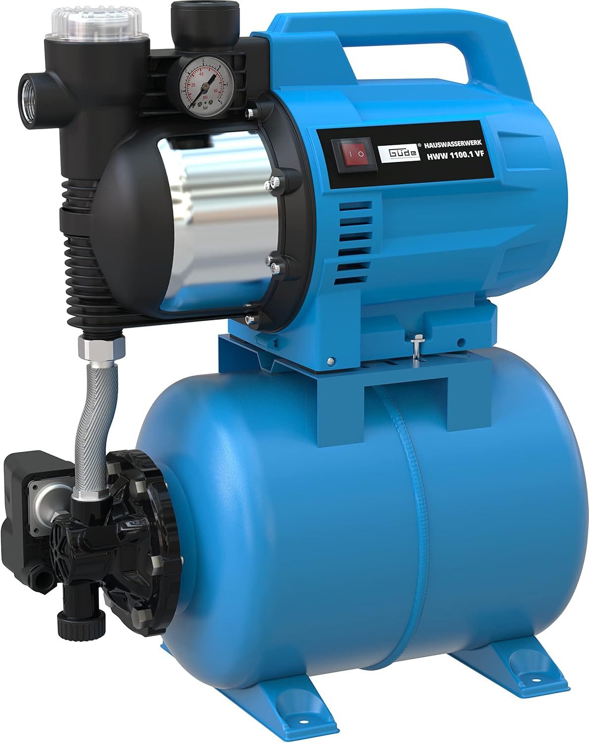Güde Akku-Gartenpumpe Hauswasserwerk HWW 1100.2 VF (1100 W, Kesselinhalt: 24 l, 4600 l/h