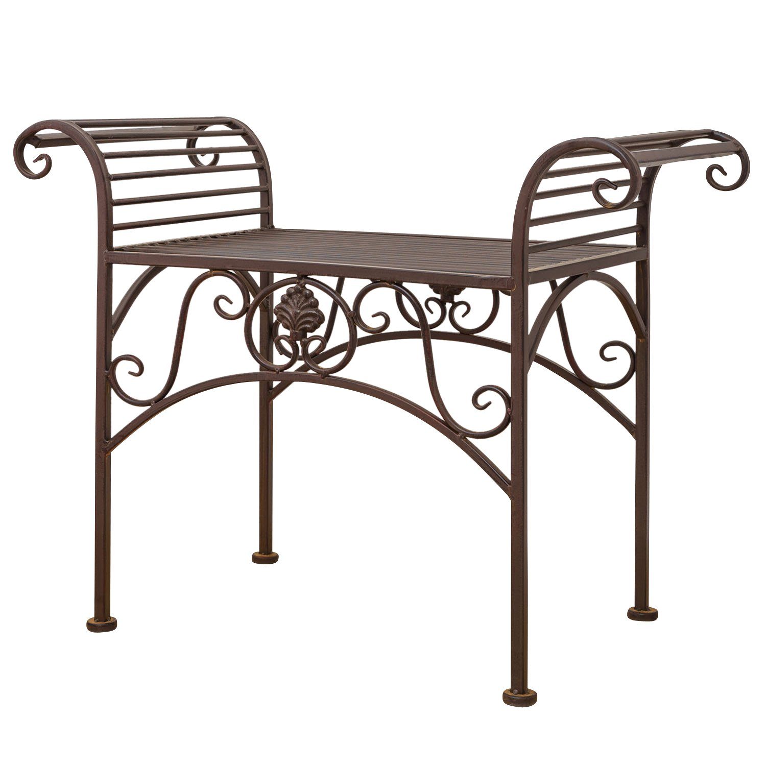 Aubaho Dekoobjekt Gartenbank Eisen Metall Antik-Stil Garten Bank Gartenmöbel braun 70cm