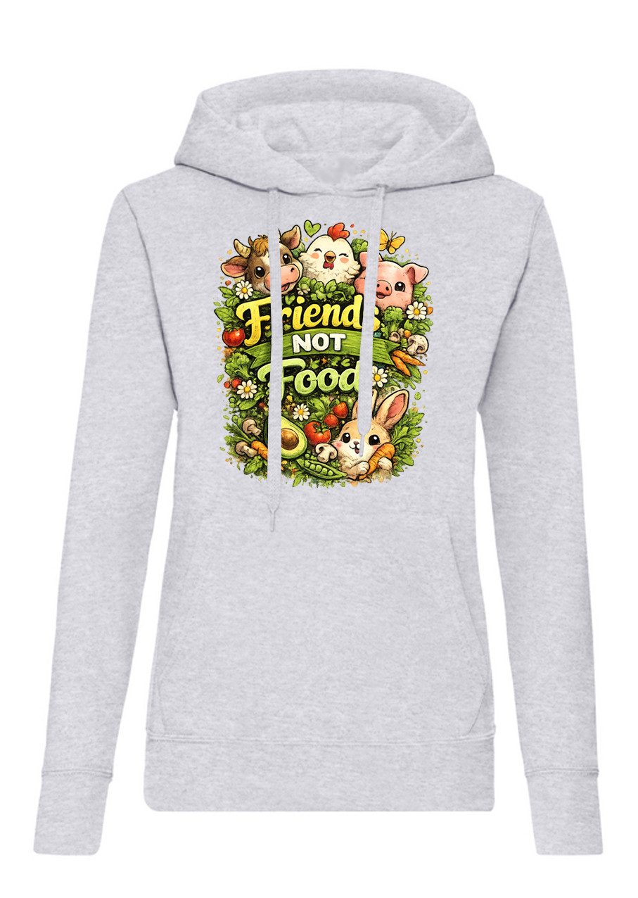 Blondie & Brownie Hoodie Friends Not Food Damen Hoodie Print Tierliebe Vegan Freizeit Look Mode (Einzelstück, Einzelartikel)