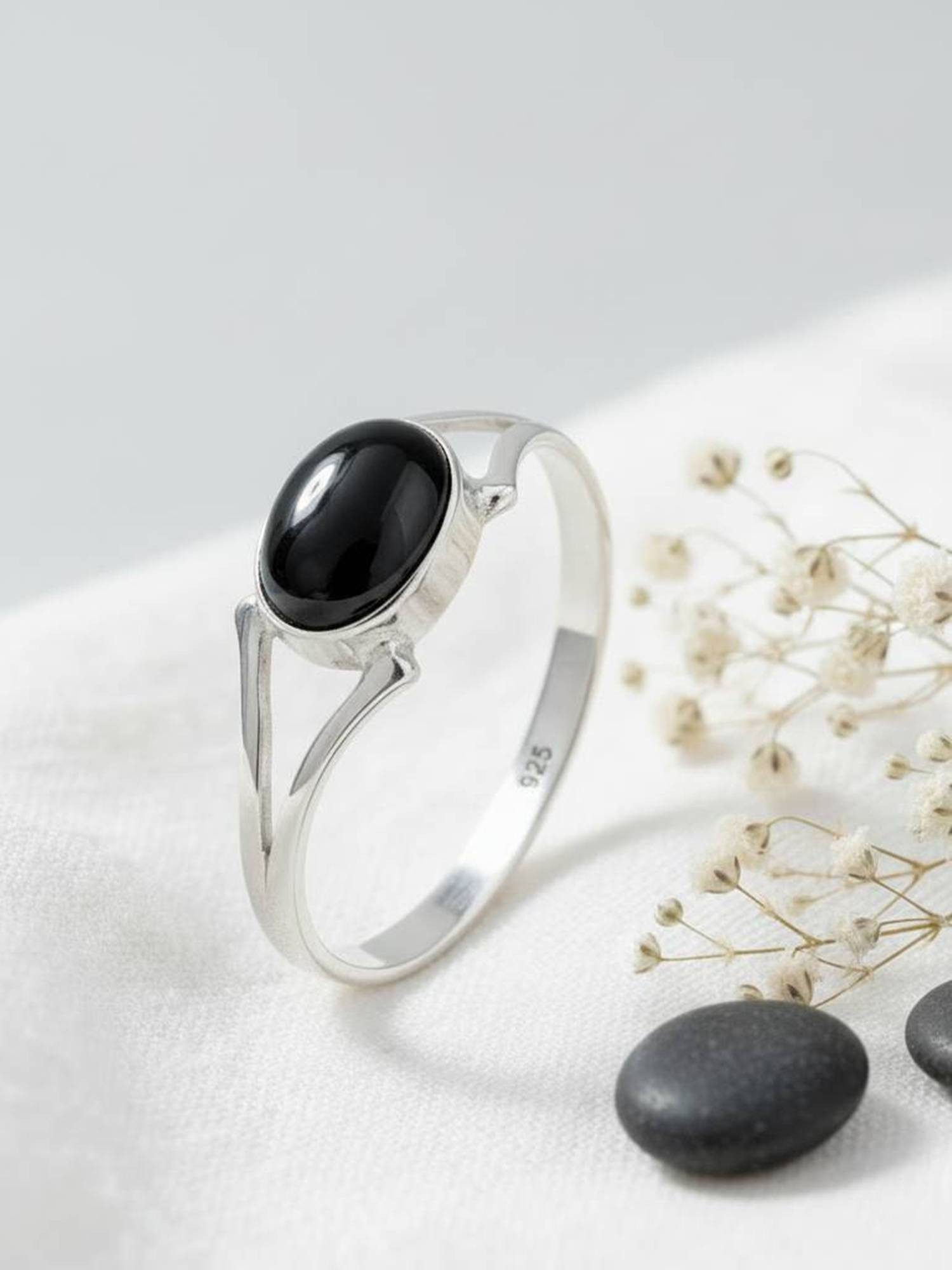 mantraroma Silberring TEKILI oval aus 925 Silber mit Onyx (Ring mit Schmuck günstig online kaufen