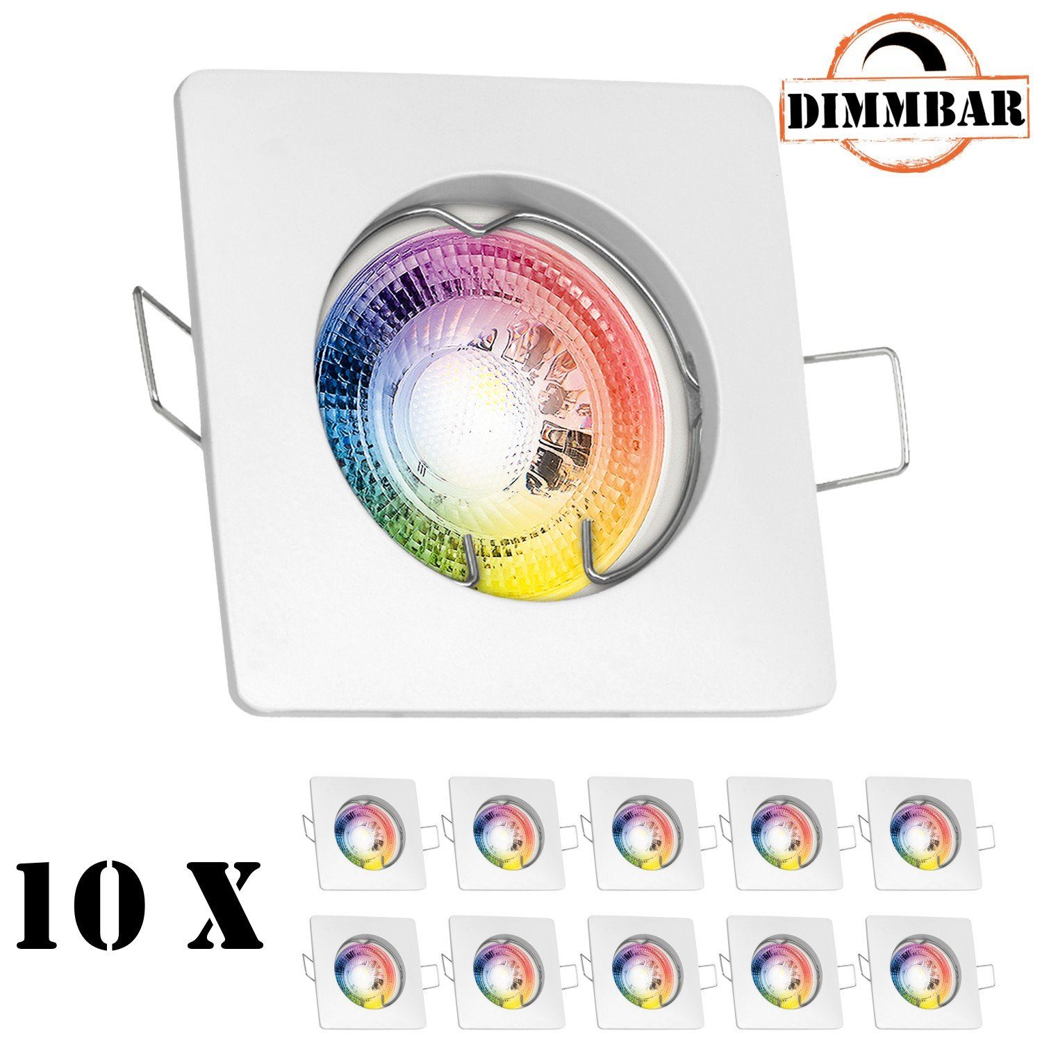 LEDANDO LEDANDO RGB in LED GU10 LED Einbaustrahler Set mit 3W - LED Einbaustrahler weiß von 10er