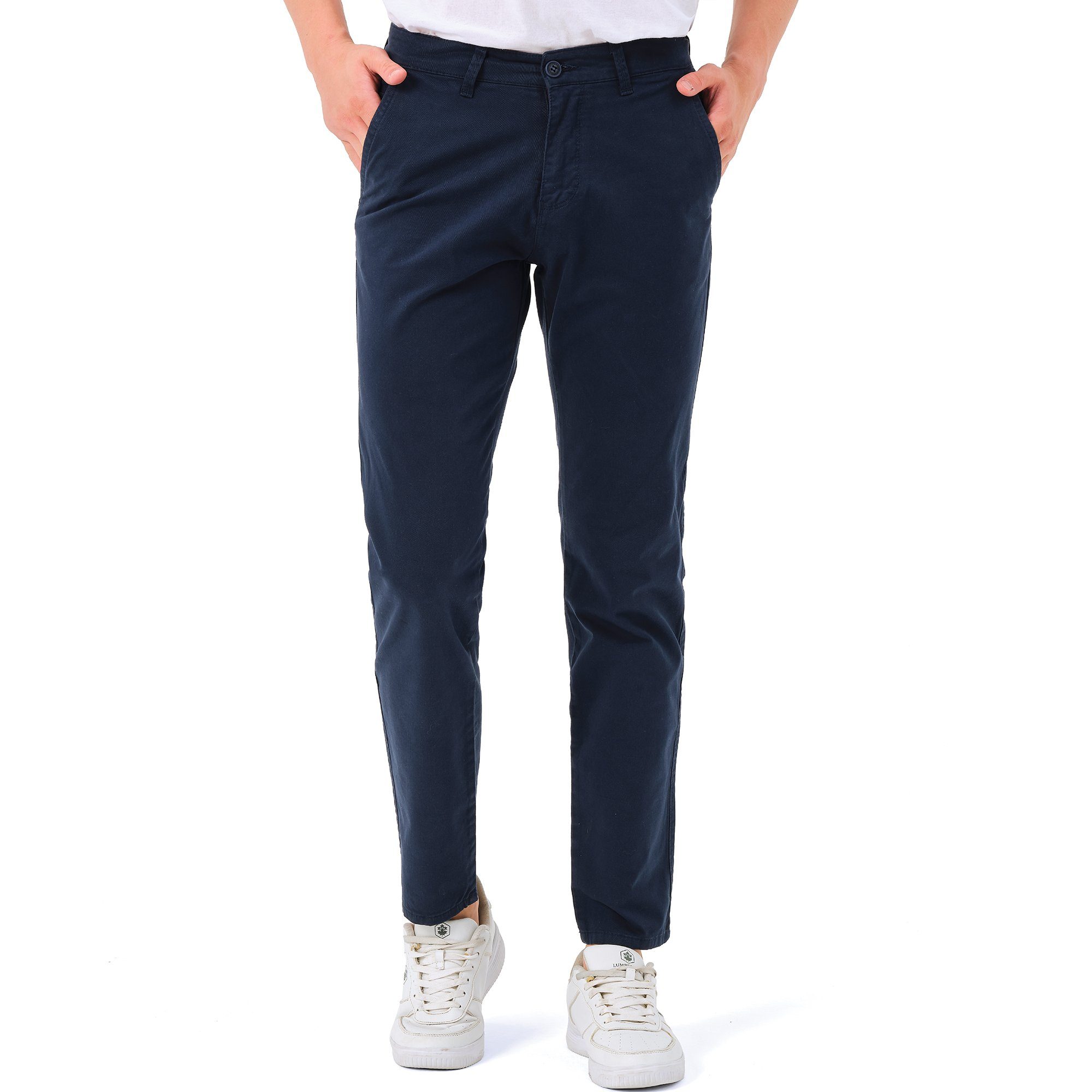 308 Bio-Baumwolle Navyblau Slim Fit Herren D'MARO Chinohose 5-Pocket-Style, Chinohose ORGANIC COTTON,