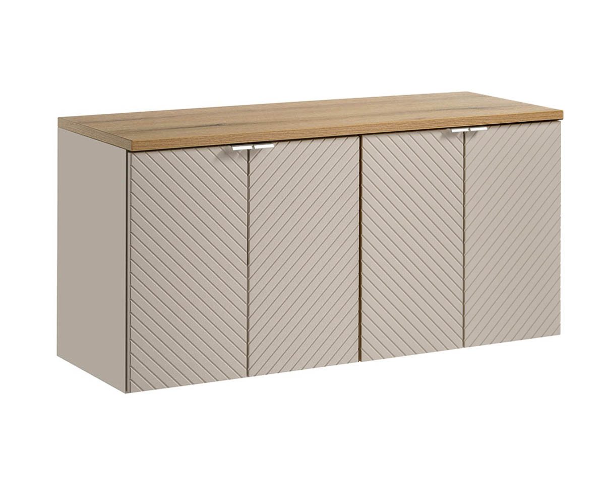 einfachgutemoebel Waschtisch-Set Bad Waschplatz QUERRO 120cm mit Türen, zum Unterbau oak, Kaschmir, (Badmöbel Set, 1-St., Waschtisch Unterschrank)