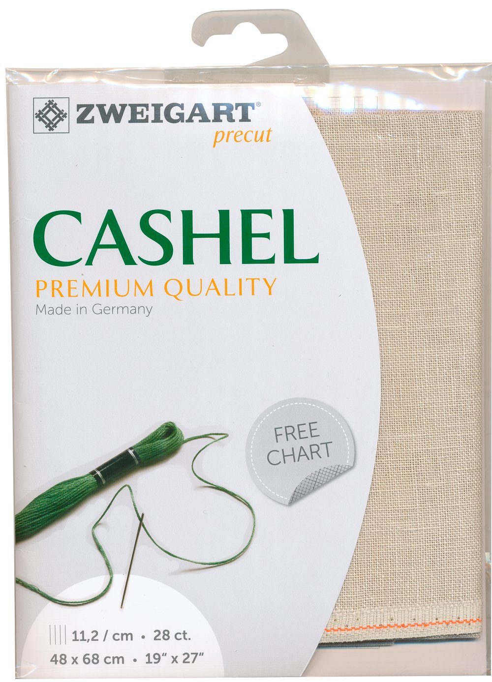 Zweigart Stoff Leinen Zählstoff Cashel, Precut 48 cm x 68 cm