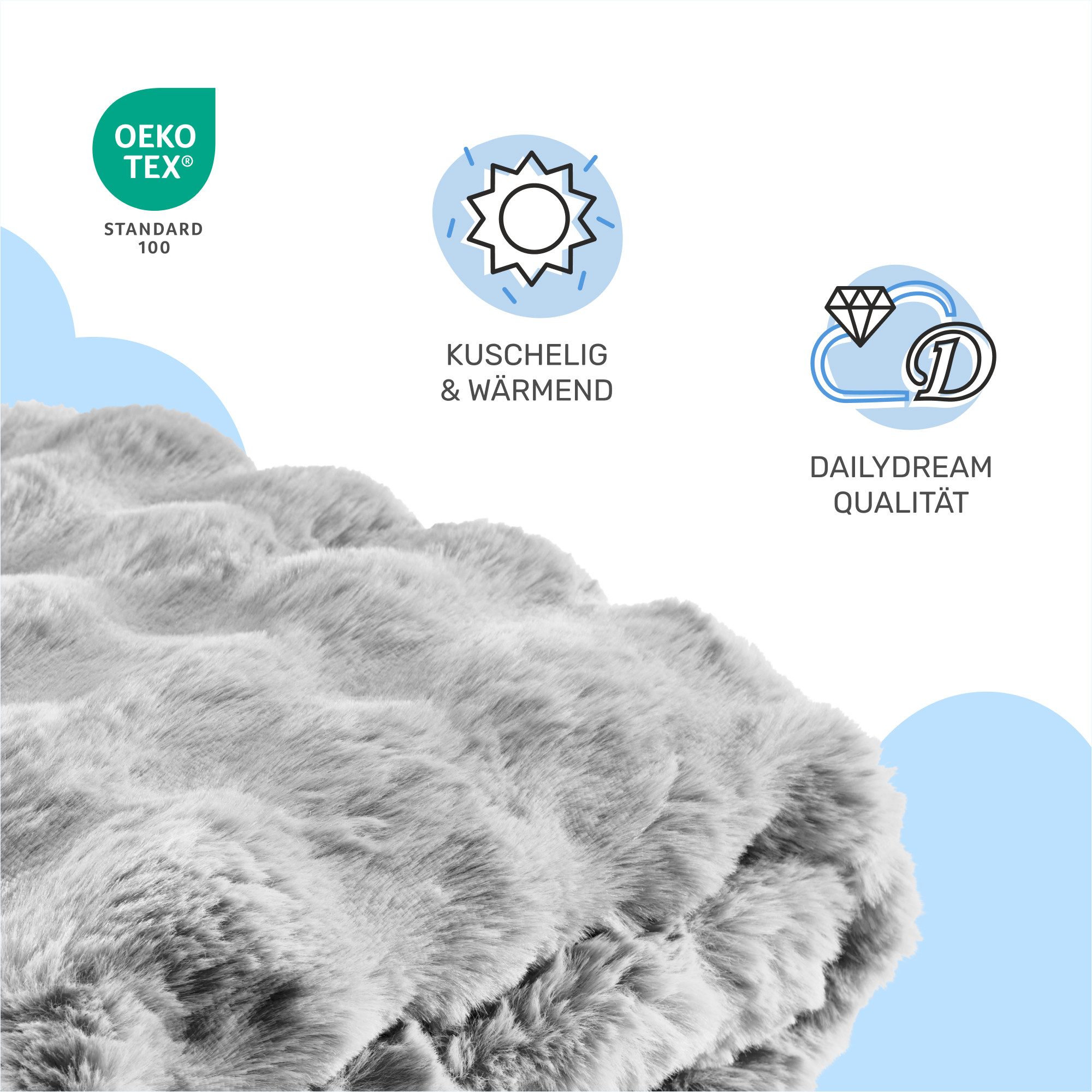 Dailydream Tagesdecke Dailydream Kuscheldecke 150 x 200 cm grau, flauschig, weich