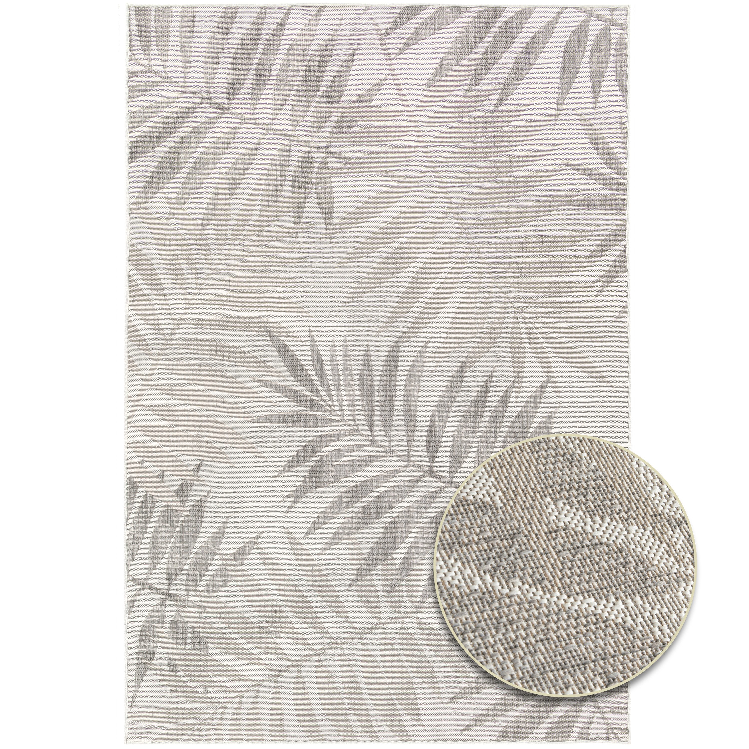 Primaflor-Ideen in Textil Teppich Outdoorteppich RENEW - Leaves, rechteckig, Höhe: 4 mm, Flachgewebe, Blätter, In- und Outdoor geeignet, Balkon & Terrasse