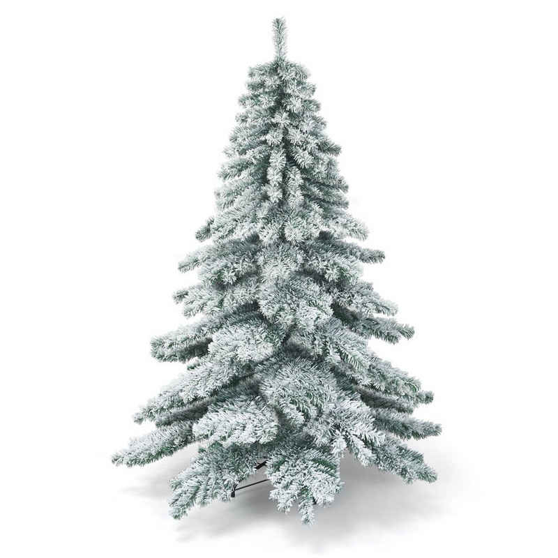 COSTWAY Künstlicher Weihnachtsbaum, 657 PVC Spitzen mit Schnee, Metallständer