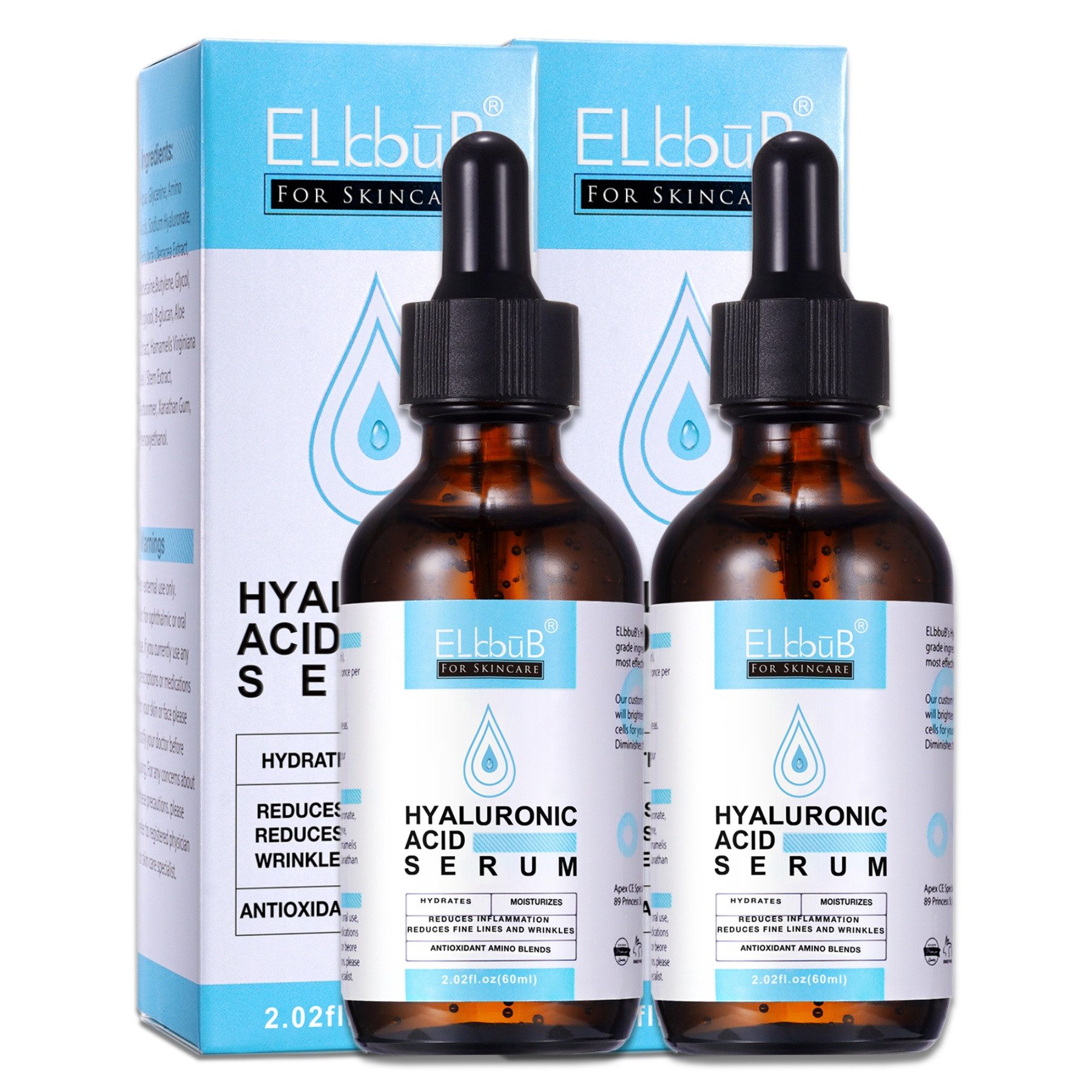 P-Beauty Cosmetic Accessories Gesichtsserum Gesichtsserum Hyaluronsäure Hyaluronic Acid Bio Vegan 60ml, 2-tlg.