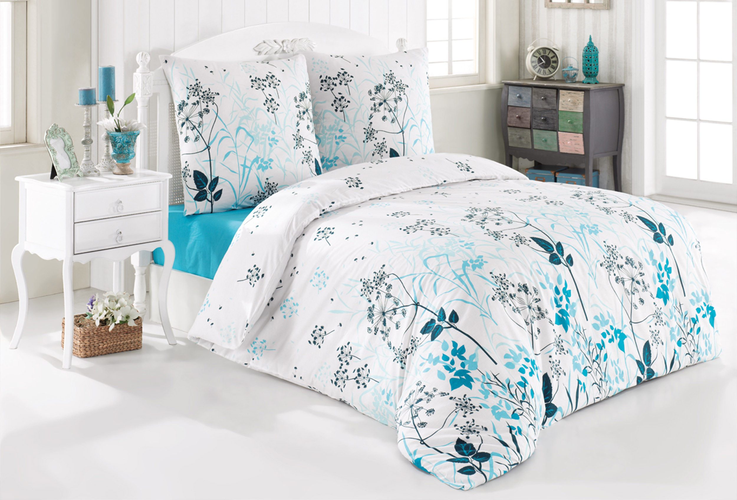 Buymax Bettwäsche Blue Garden, Renforce: 100% Baumwolle, 3 teilig, Bettwäsc günstig online kaufen