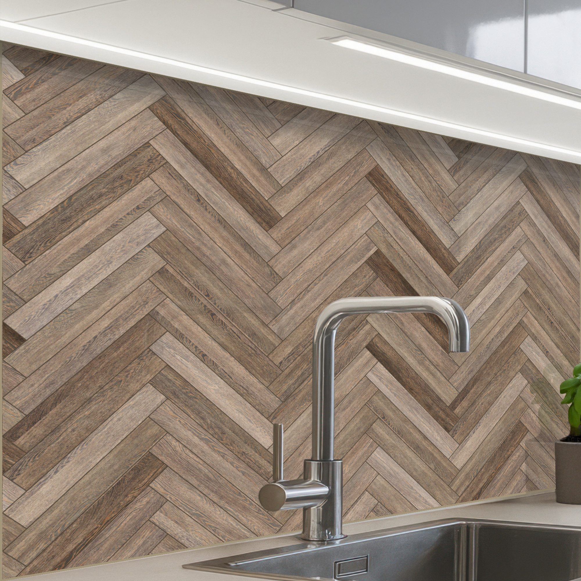 KitchenYeah Küchenrückwand Muster selbstklebend (keine Folie) Muster - Holz - Braun, (1-tlg), Spritzschutz, Küche, Rückwand, Küchenwand, Küchenfront, 30x20 cm
